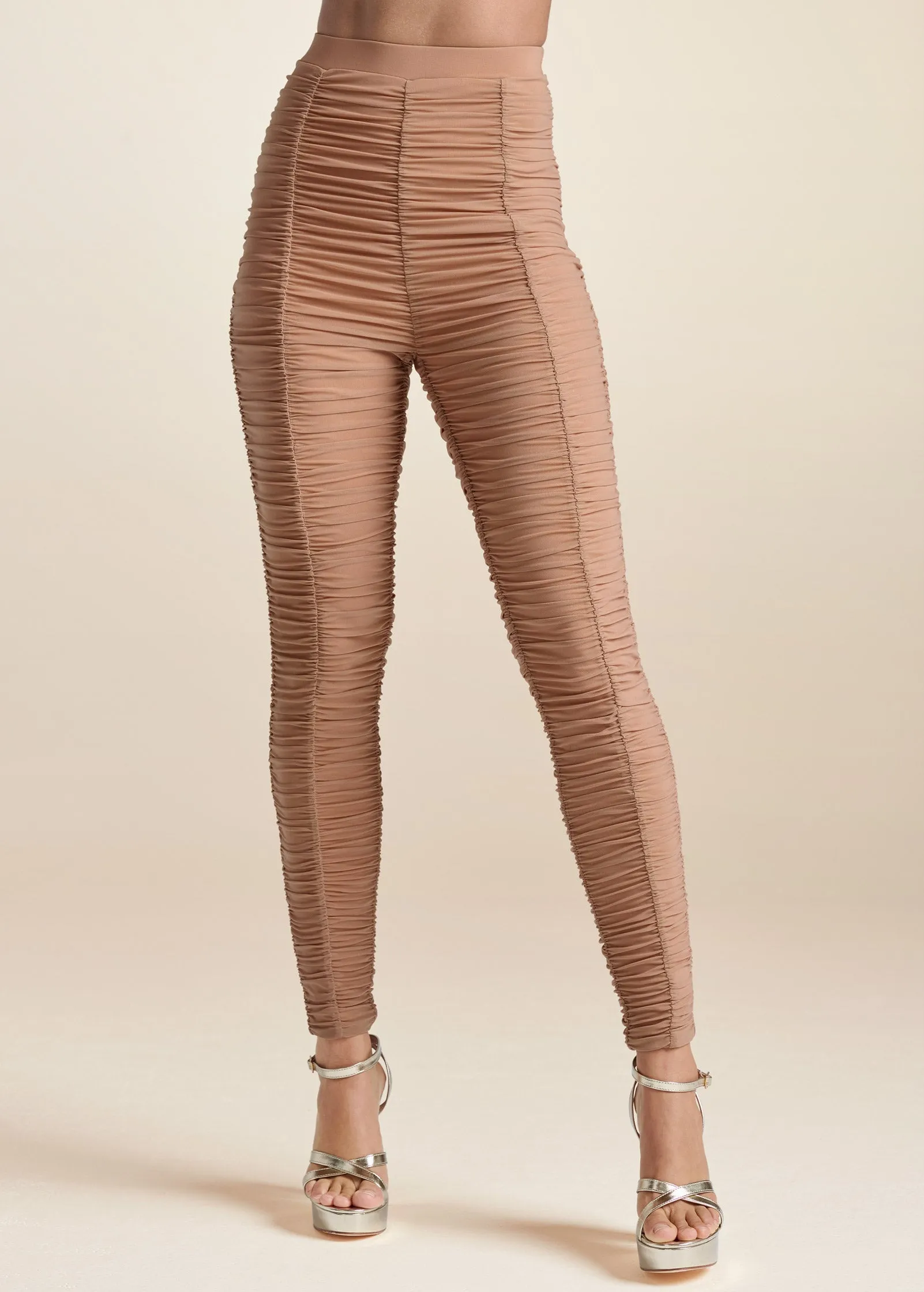 High-Waist Ruched Leggings - Tan sold by VENUS