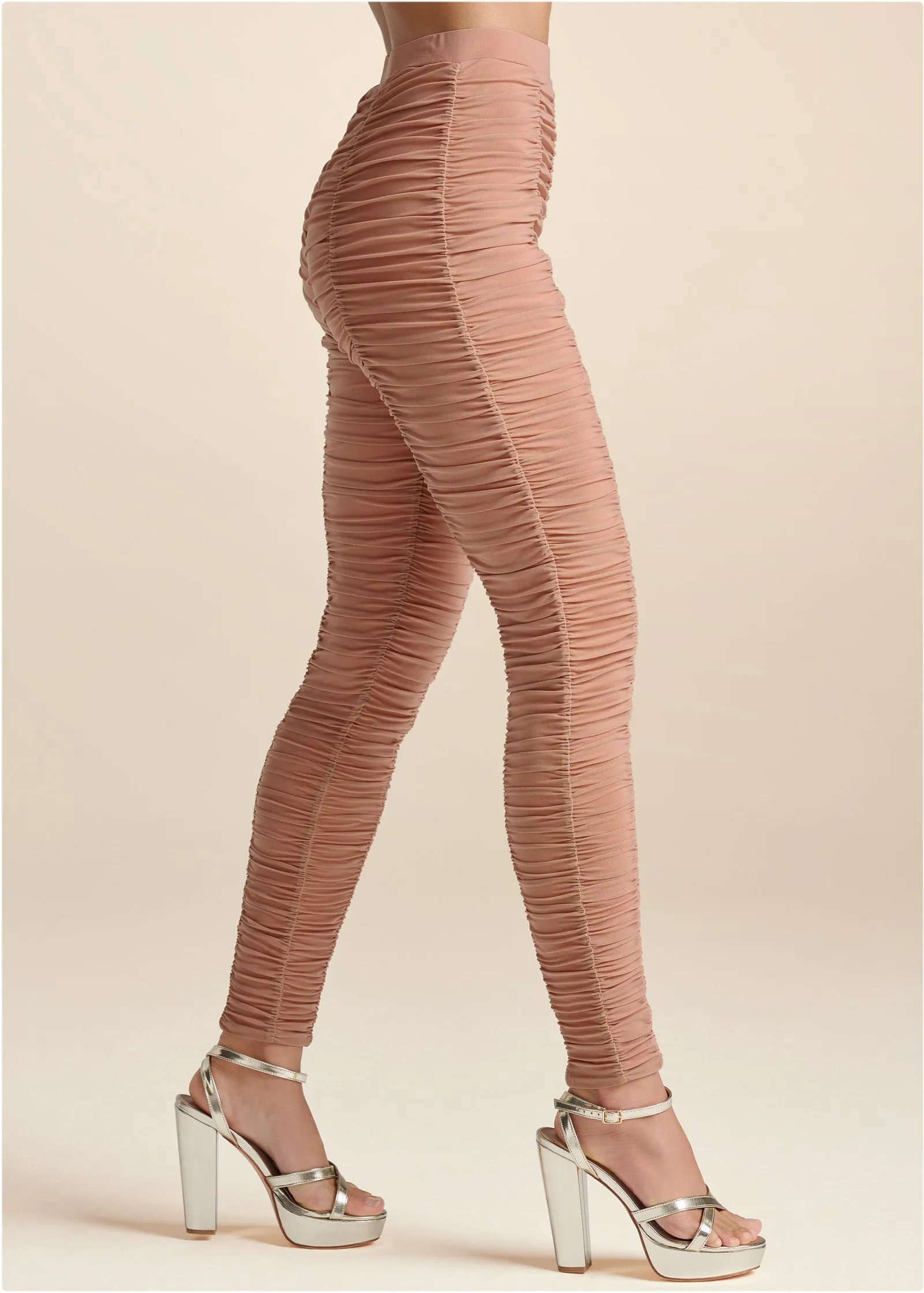 High-Waist Ruched Leggings - Tan sold by VENUS product image thumbnail 3