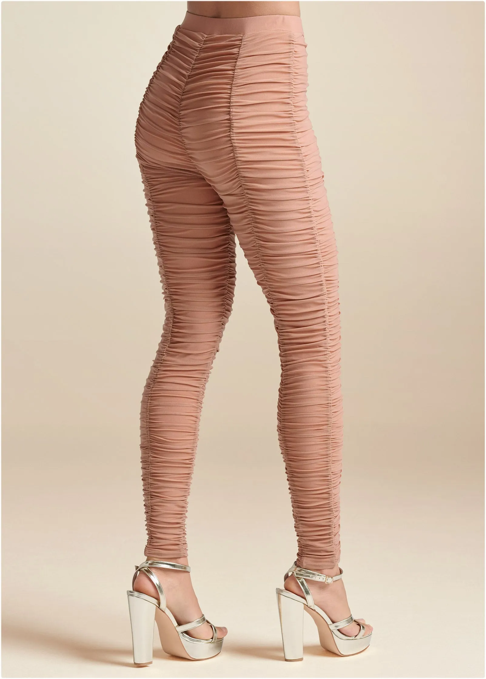 High-Waist Ruched Leggings - Tan sold by VENUS product image thumbnail 2