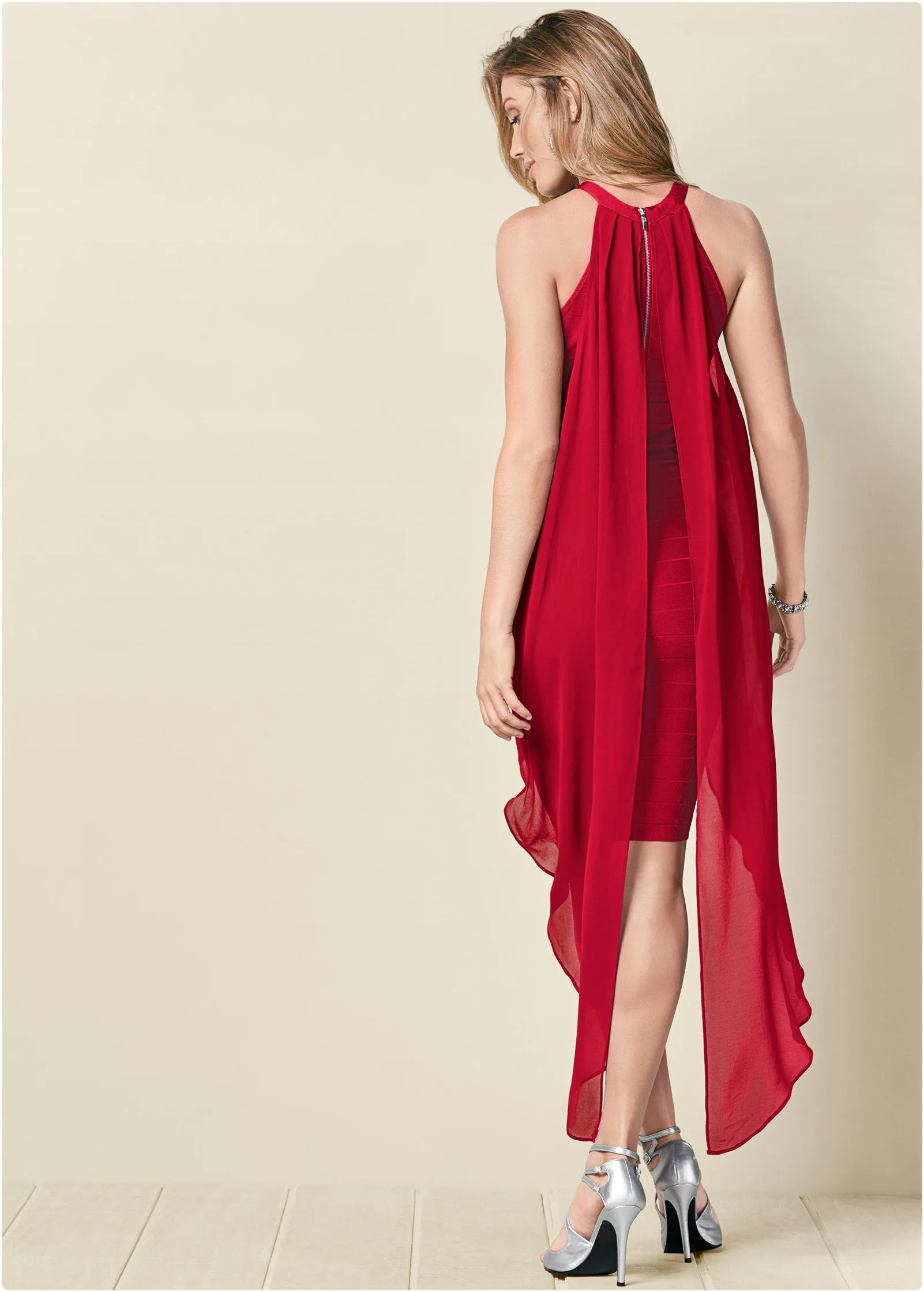 Chiffon Overlay Bandage Dress - Red sold by VENUS product image thumbnail 2