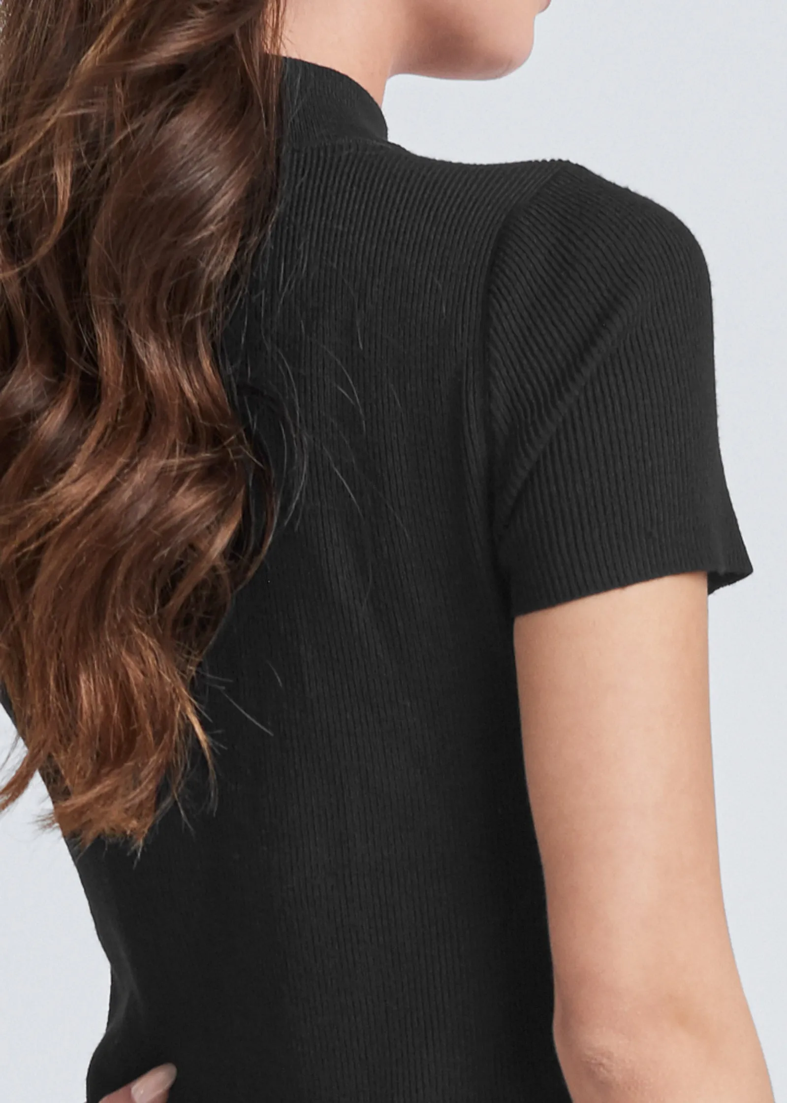 Rhinestone Trim Mock Neck Sweater - Black sold by VENUS product image thumbnail 5