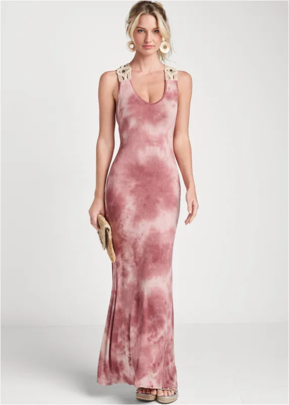 Tie-Dye Maxi Dress - Blush Multi made by VENUS