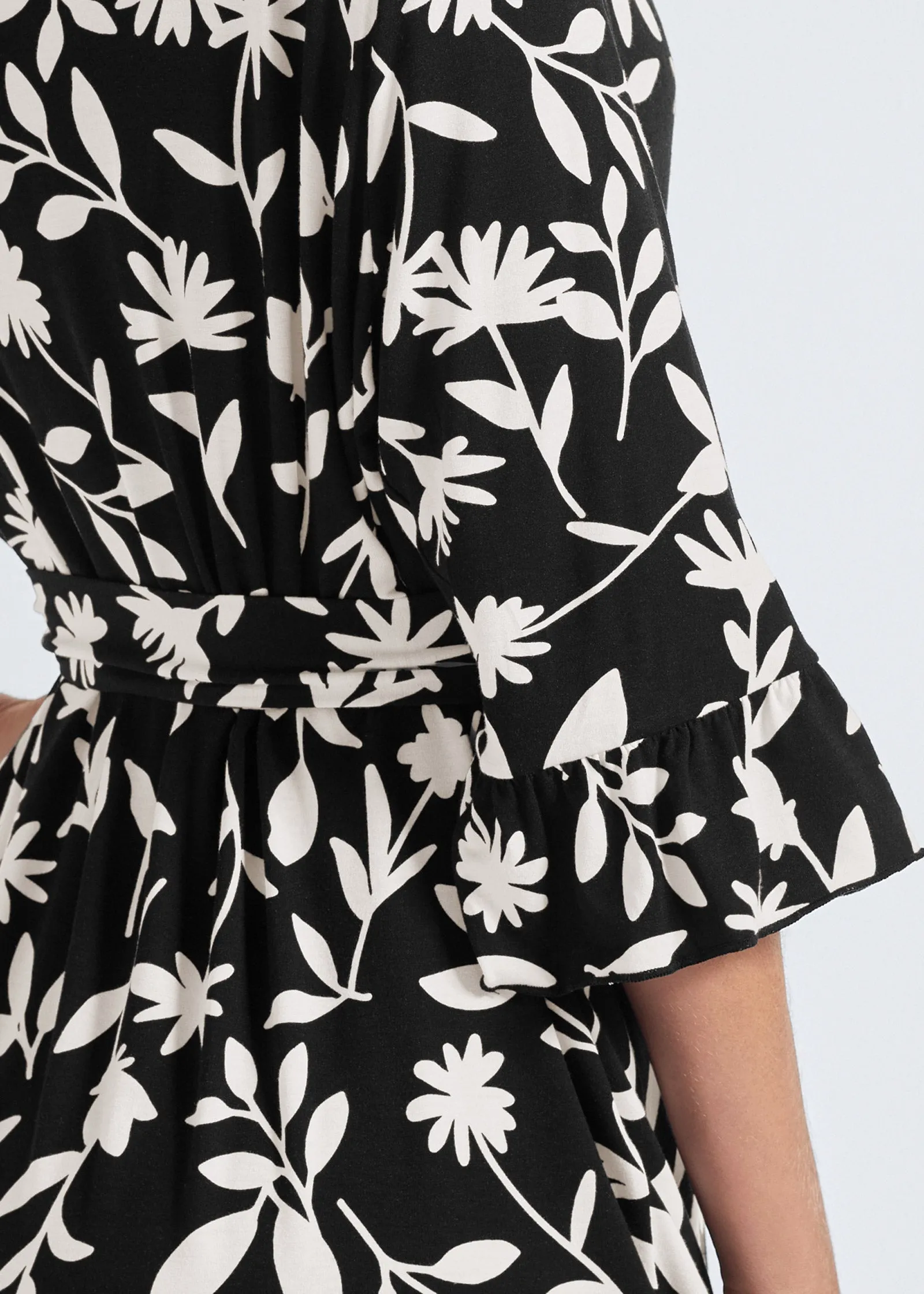 Ruffle Sleep Robe - Black Floral sold by VENUS product image thumbnail 4