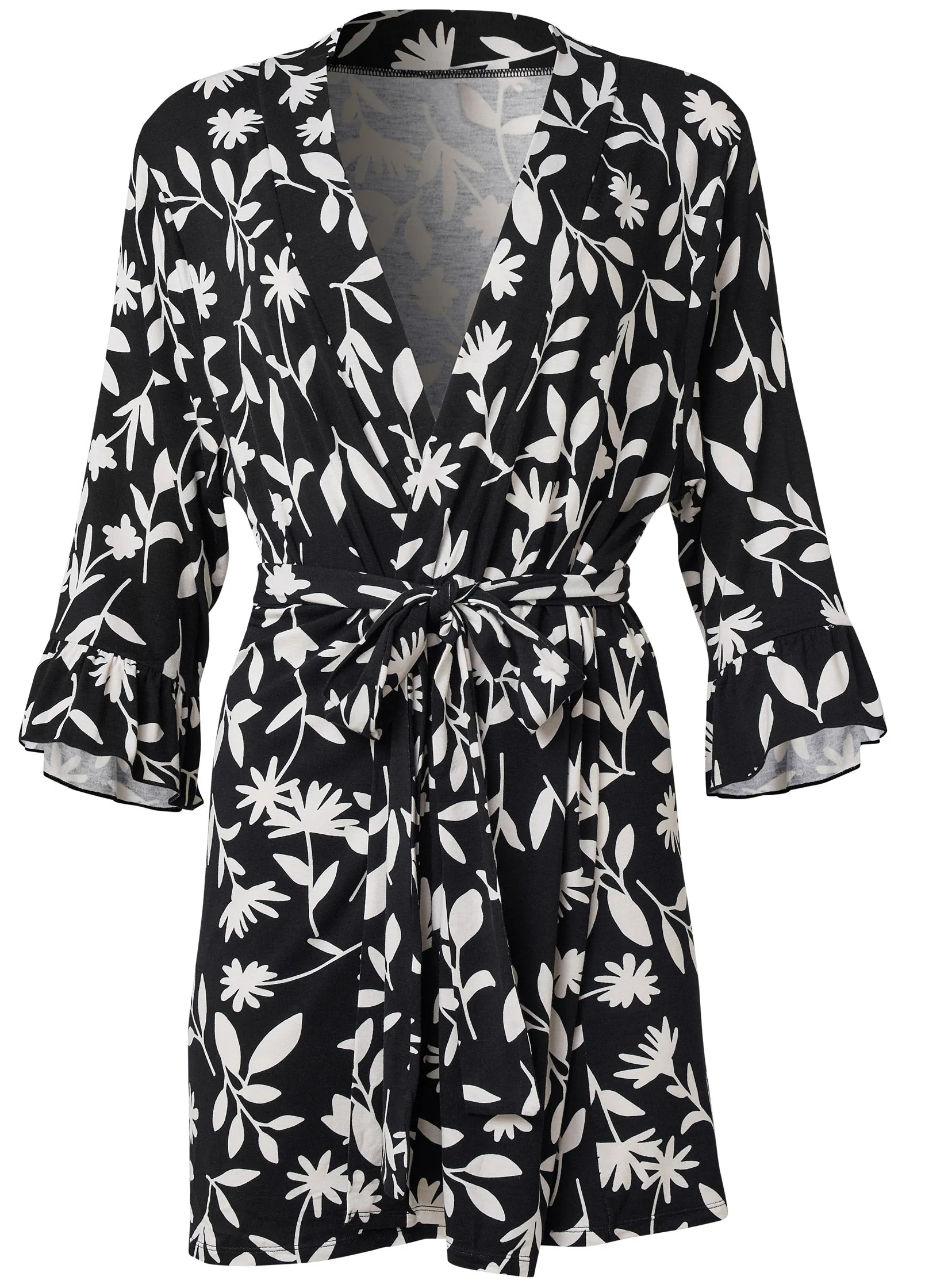 Ruffle Sleep Robe - Black Floral sold by VENUS product image thumbnail 5