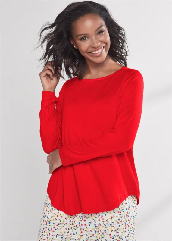 Long Sleeve Sleep Shirt - Red sold by VENUS