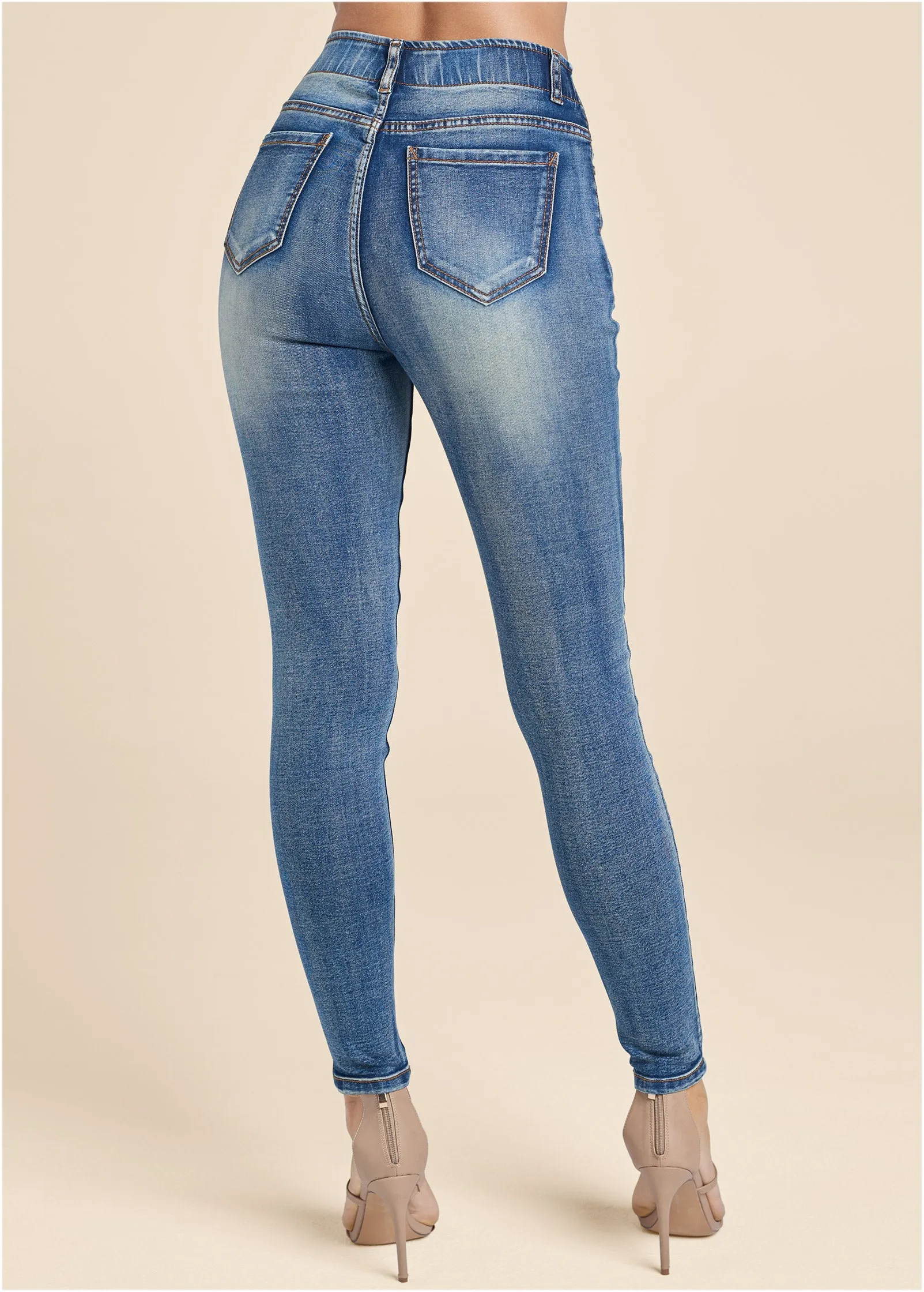 Elastic Waistband Jeans - Medium Wash sold by VENUS product image thumbnail 2