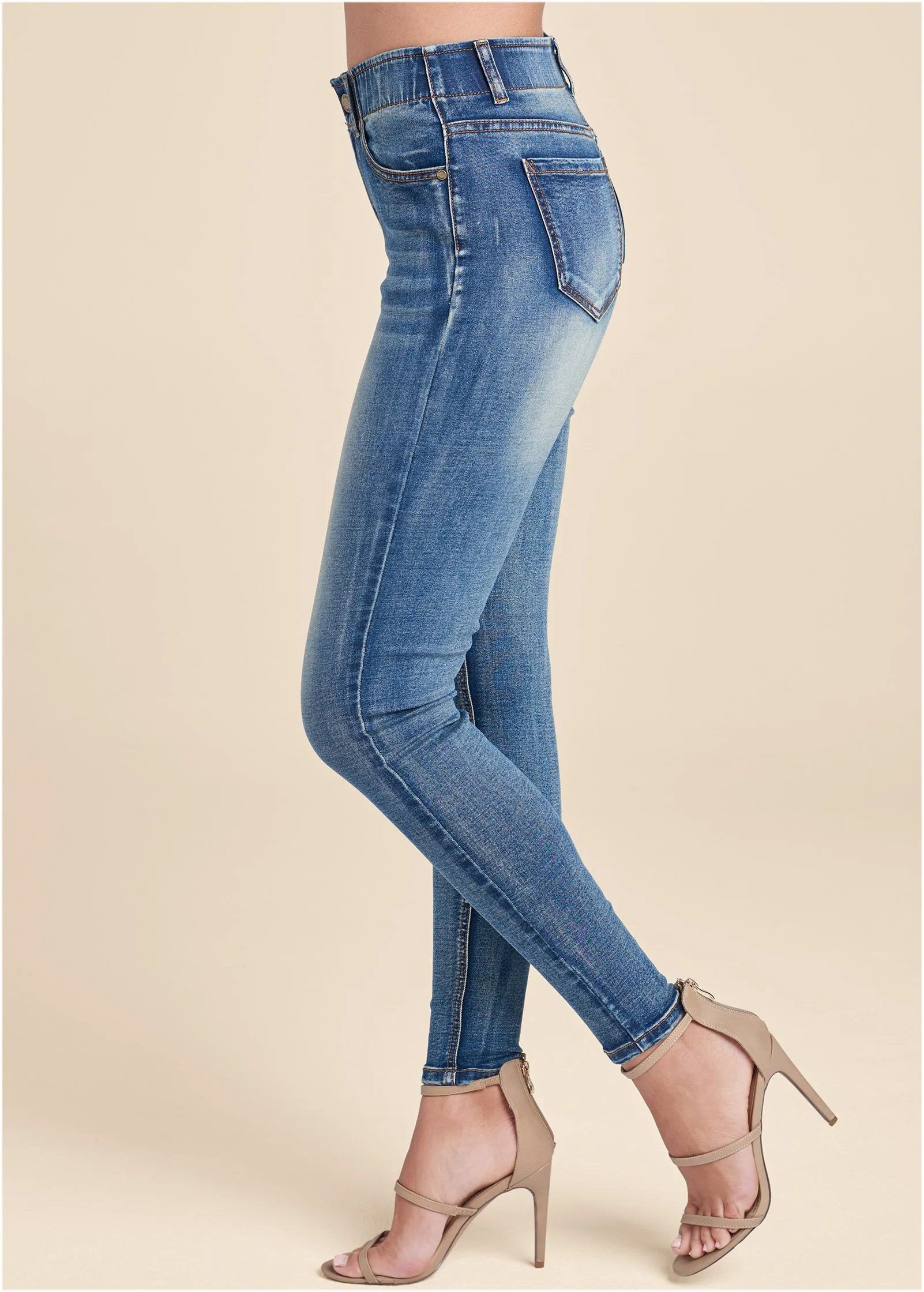 Elastic Waistband Jeans - Medium Wash sold by VENUS product image thumbnail 3