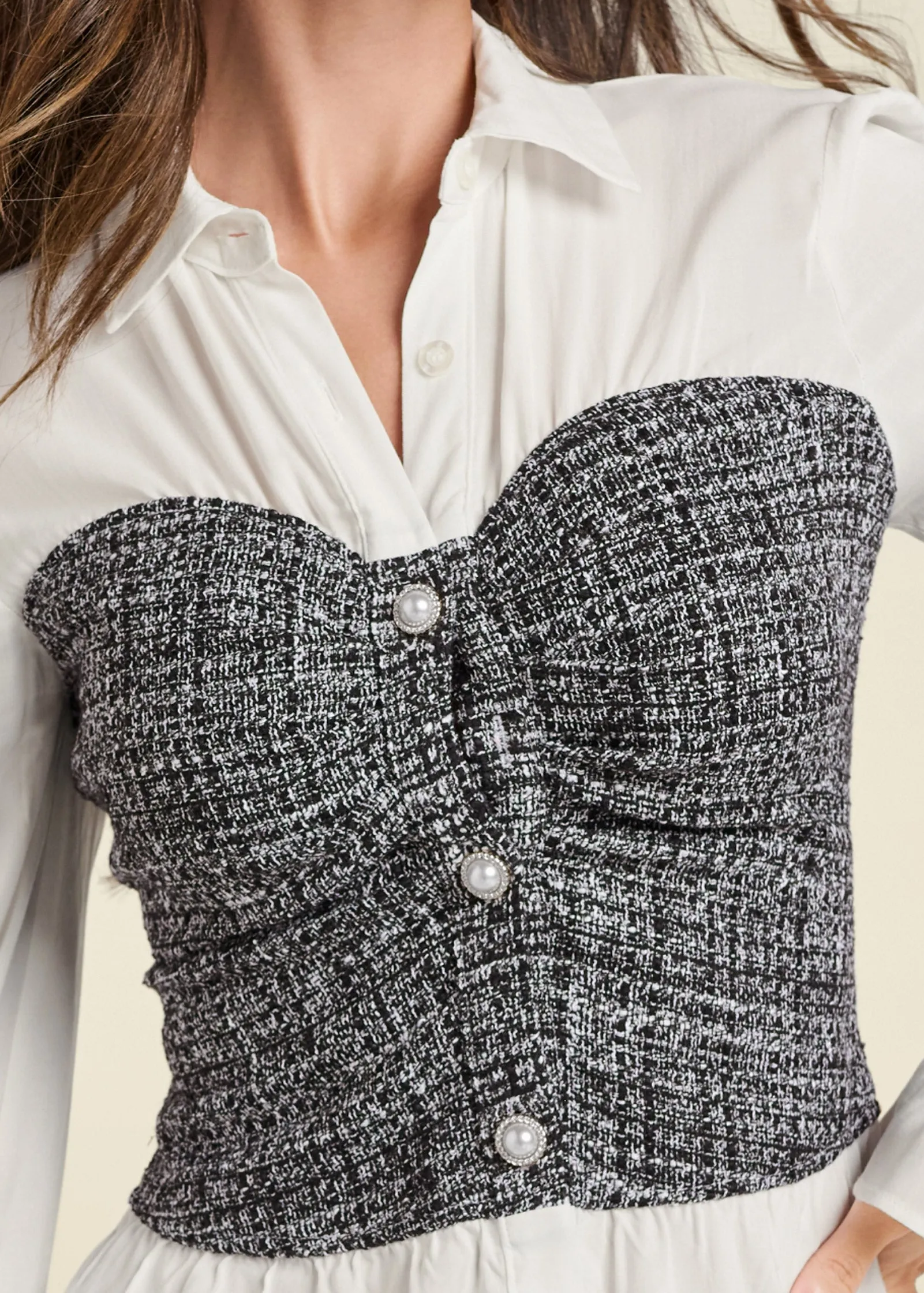Tweed Bustier Blouse - Grey Multi sold by VENUS product image thumbnail 4