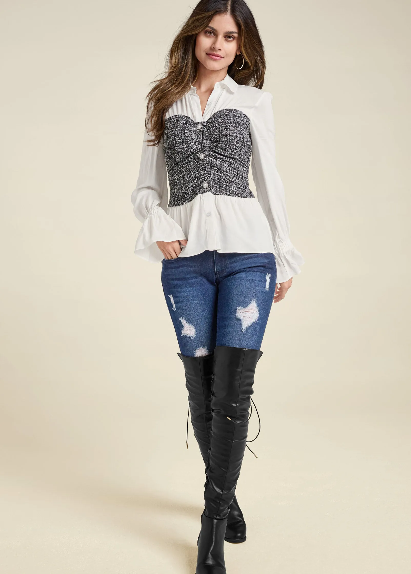 Tweed Bustier Blouse - Grey Multi sold by VENUS product image thumbnail 2