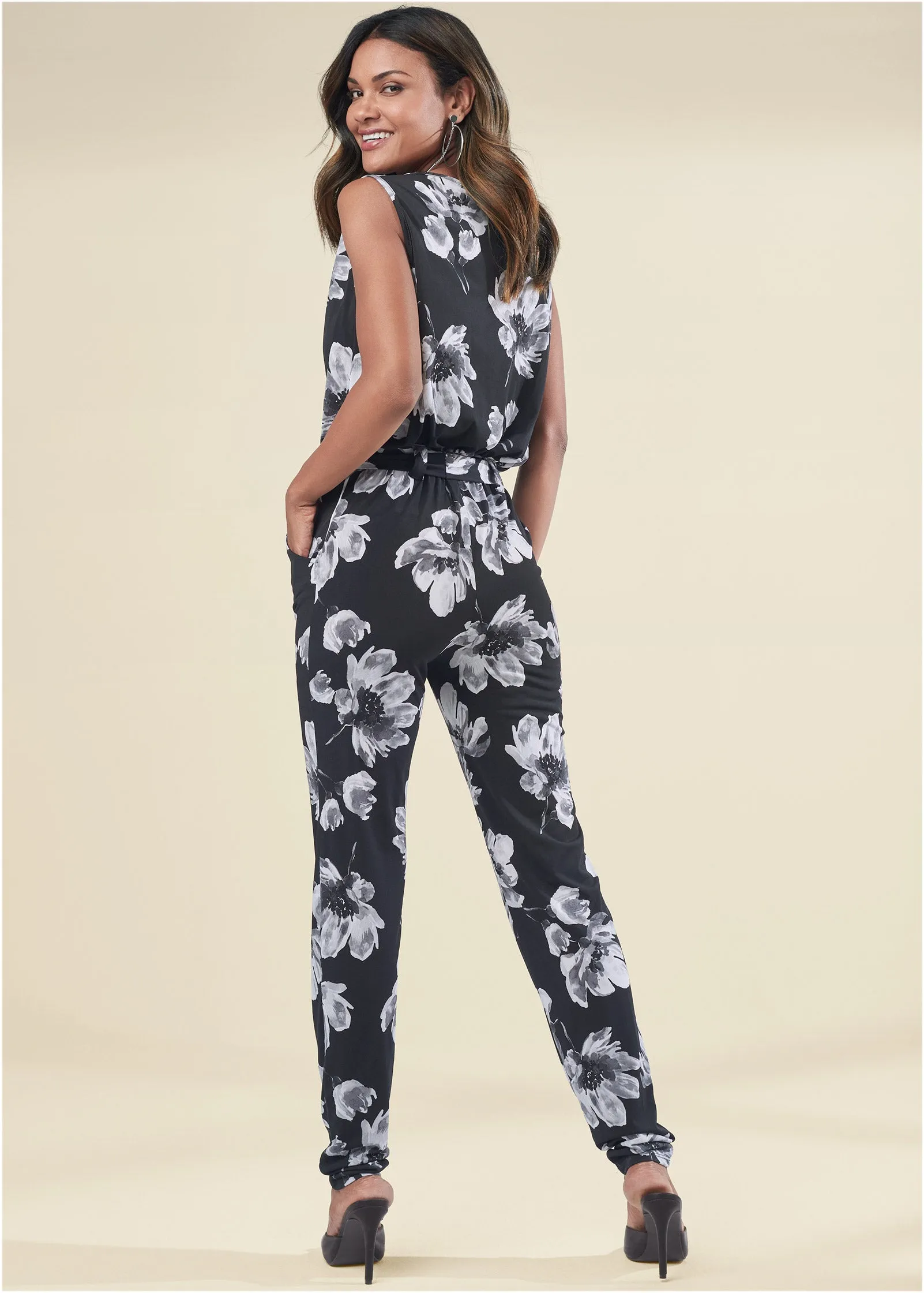 Floral Print Jumpsuit - Black Multi sold by VENUS product image thumbnail 2