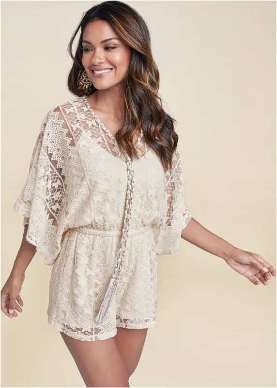 Crochet Romper - Beige sold by VENUS