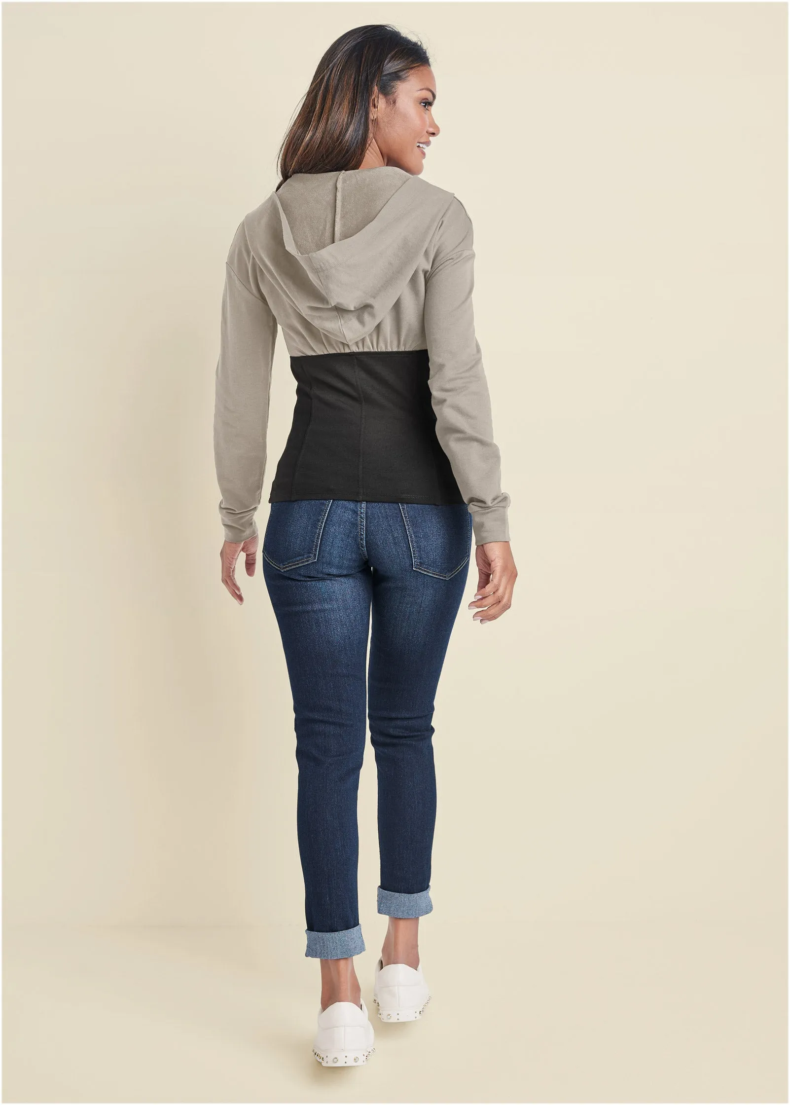 Two Tone Zip Sweatshirt - Black & Grey sold by VENUS product image thumbnail 3
