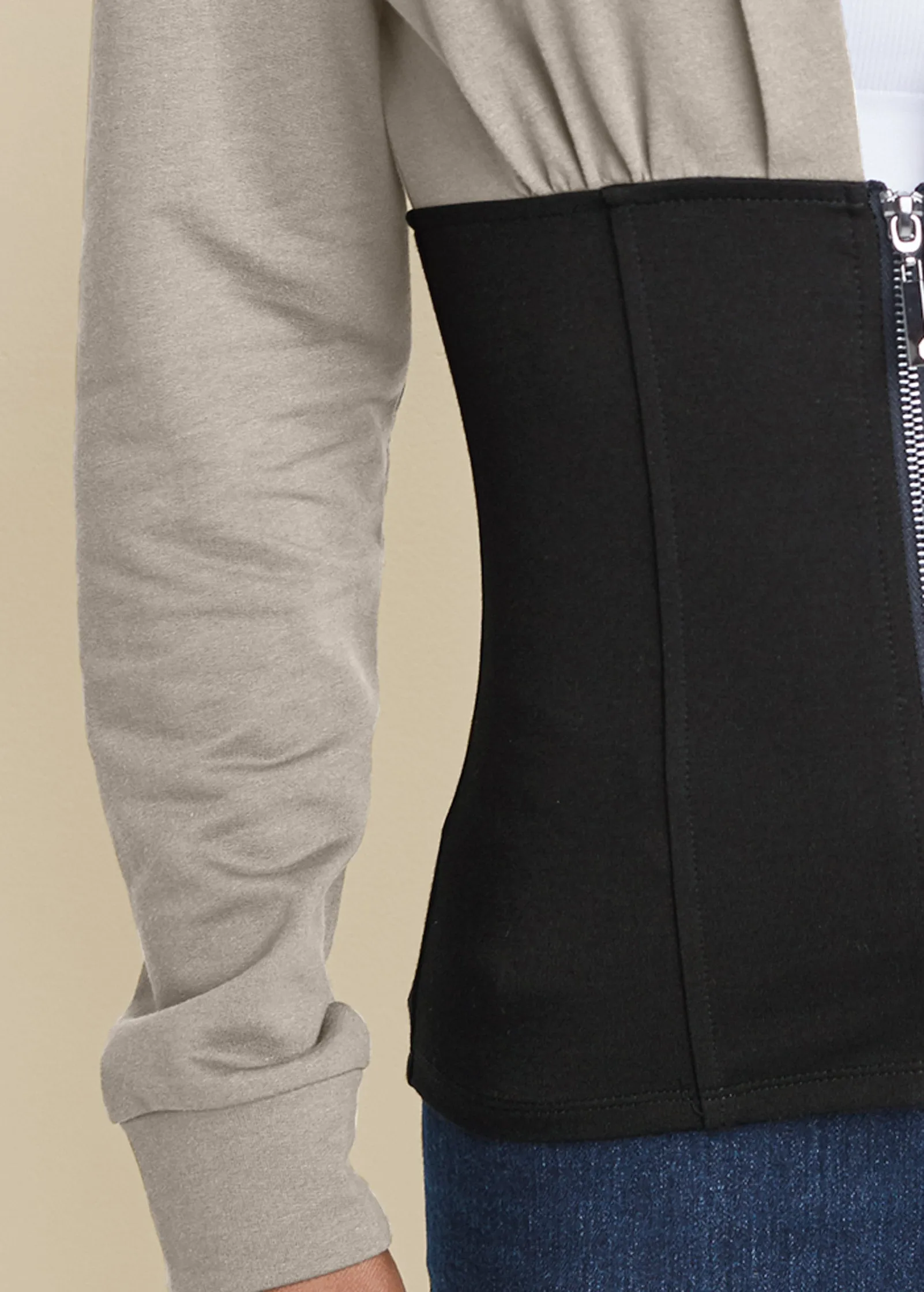 Two Tone Zip Sweatshirt - Black & Grey sold by VENUS product image thumbnail 4