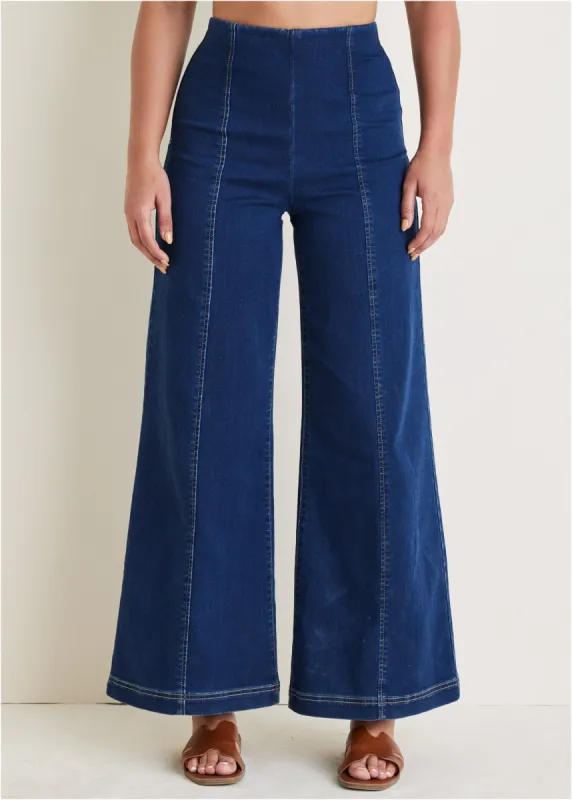 Pull On Wide Leg Jeans  - Dark Wash sold by VENUS
