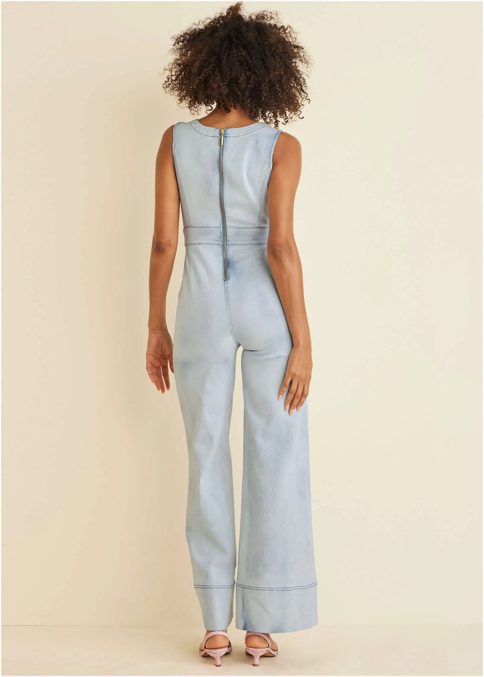 Stretch Denim Jumpsuit - Light Wash sold by VENUS product image thumbnail 2
