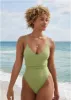 Strappy Tulum High Leg One-Piece - Mosstone sold by VENUS