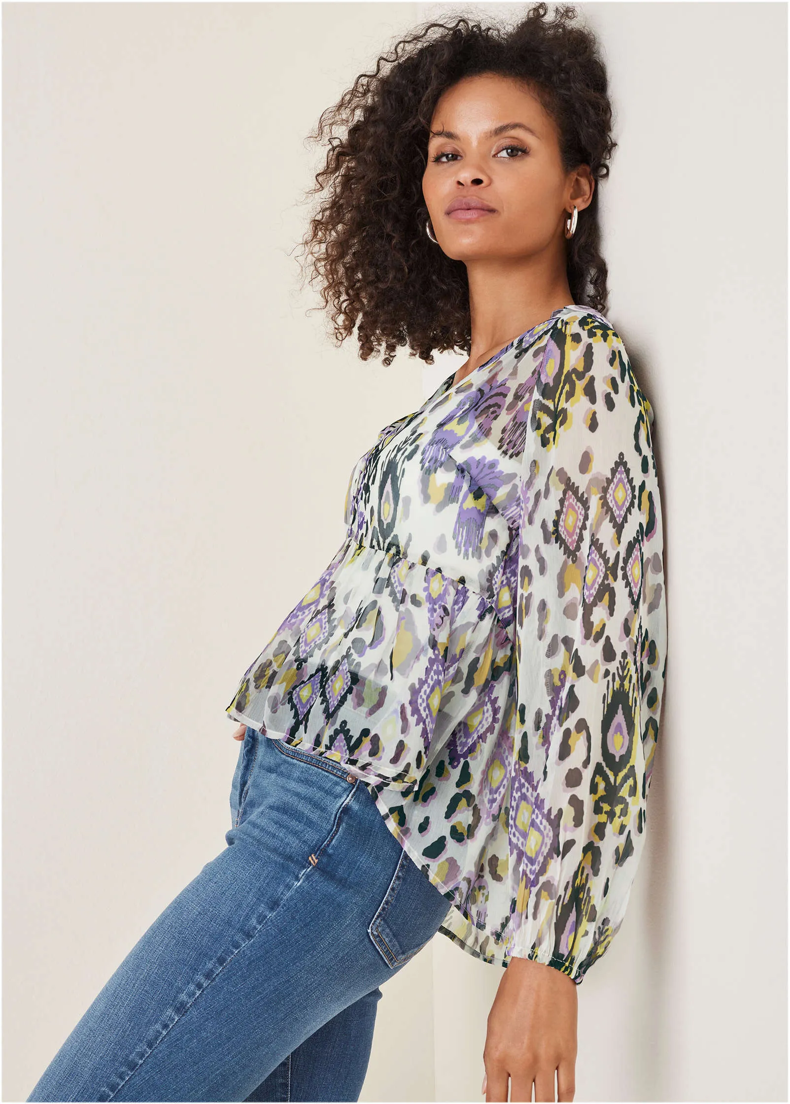 Chiffon Printed Blouse - Desert Ikat sold by VENUS product image thumbnail 4