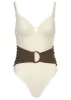 Colorblock Belted One-Piece - Pristine Chicory sold by VENUS