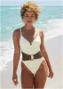 Colorblock Belted One-Piece - Pristine Chicory sold by VENUS
