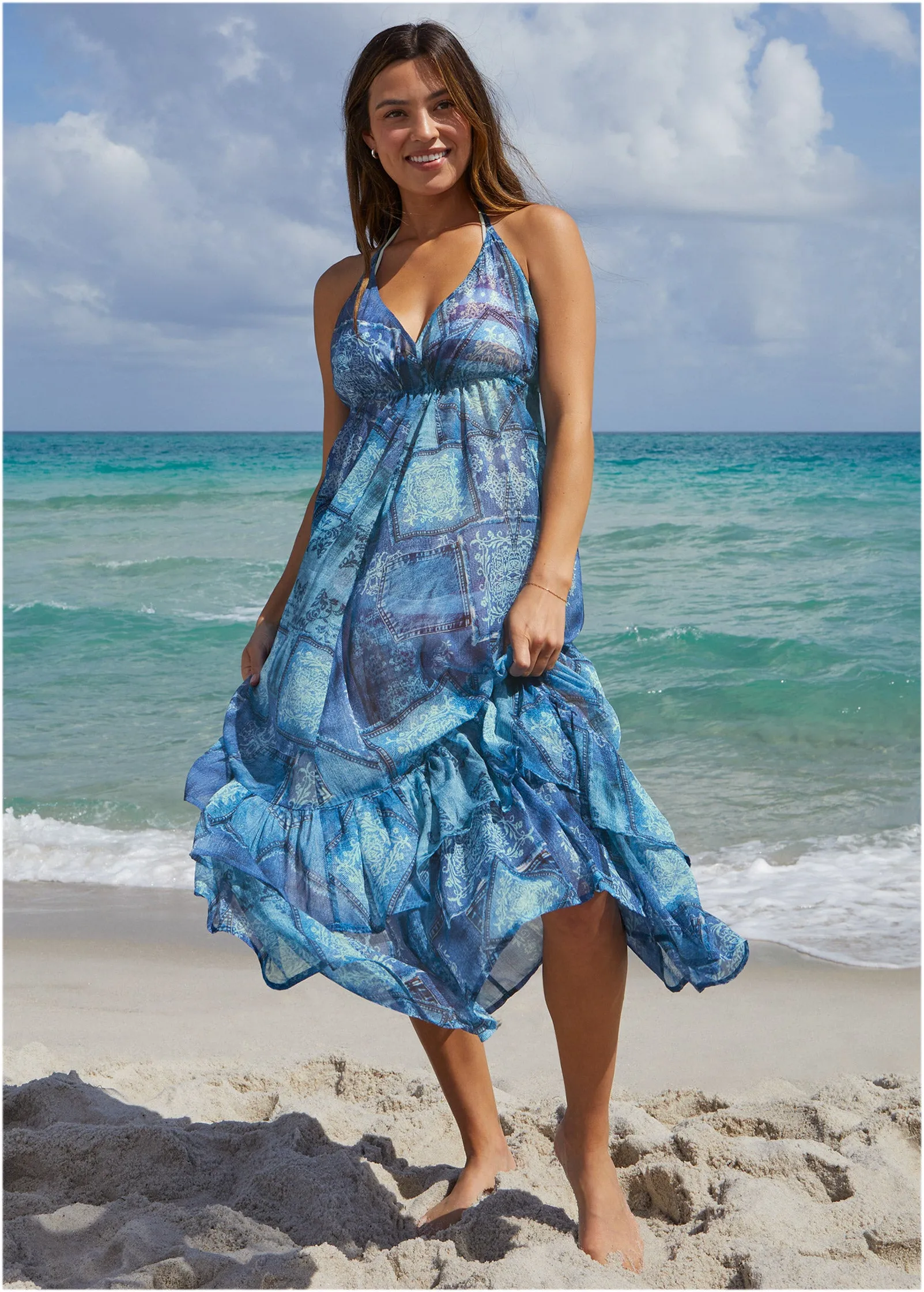 Cover Up Dress - Denim Patchwork sold by VENUS