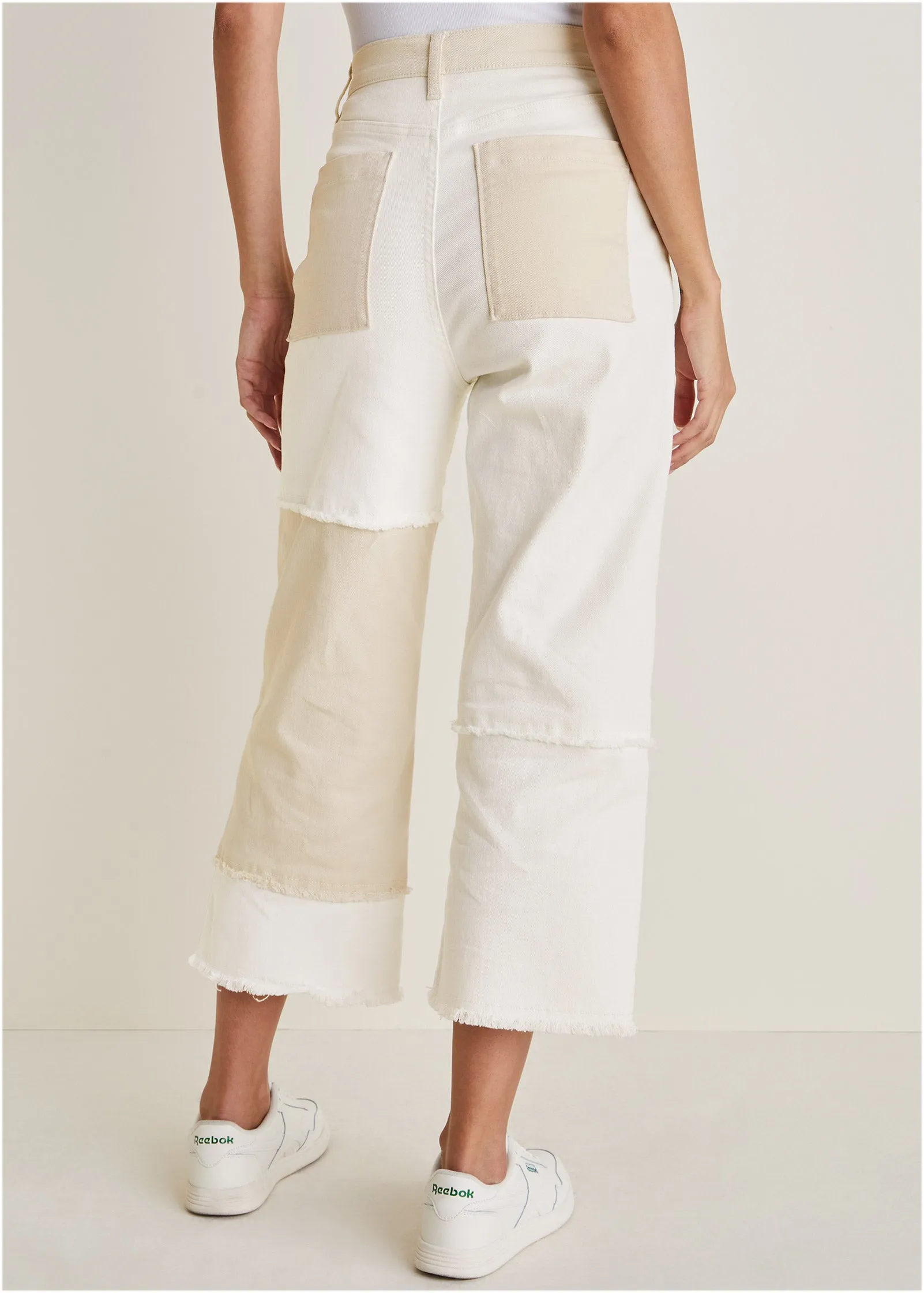 Patchwork Wide Leg Jean - Whisper White/Turtledove Combo sold by VENUS product image thumbnail 3