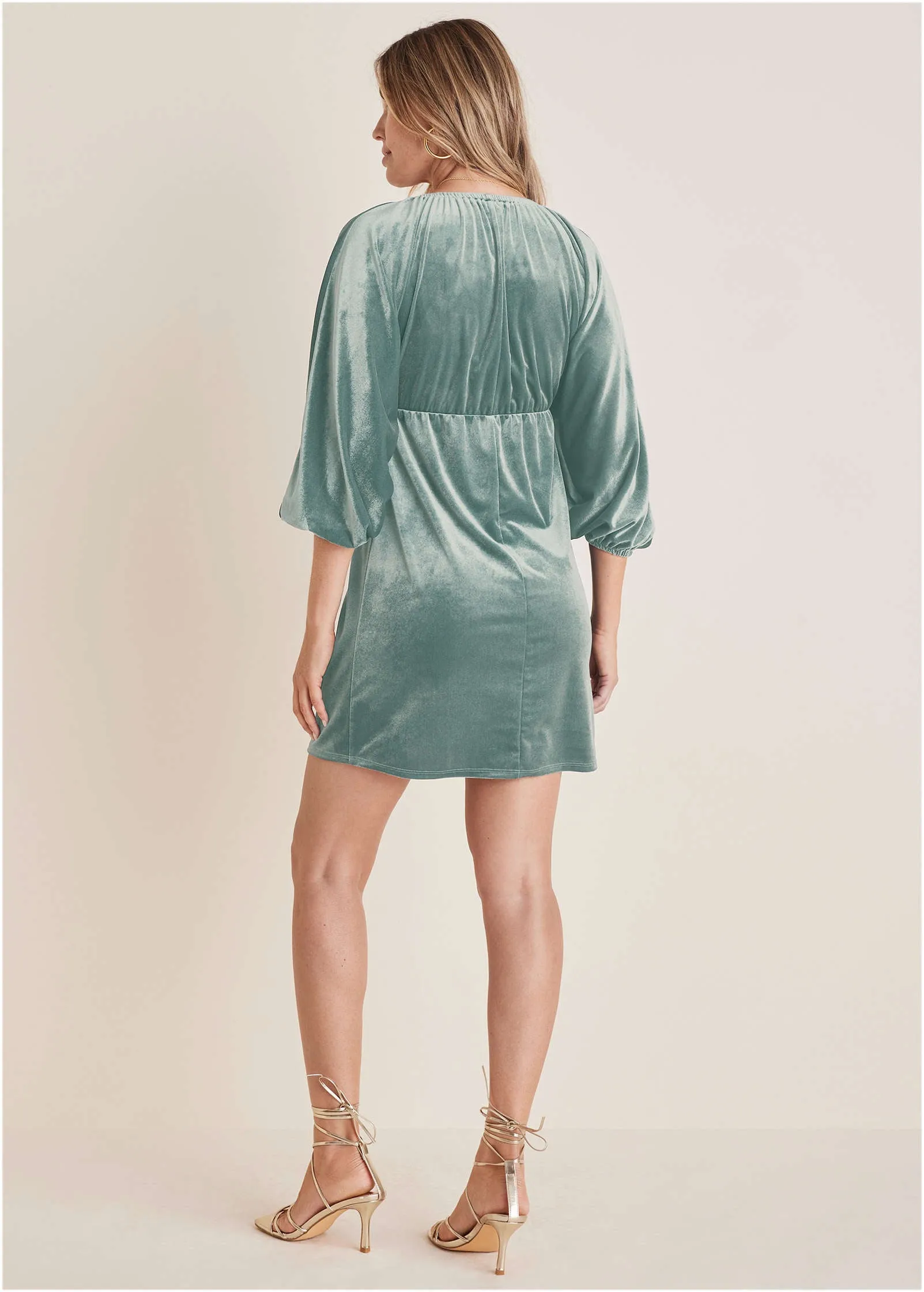 Stretch Velvet V-Neck Mini - Tourmaline sold by VENUS product image thumbnail 2