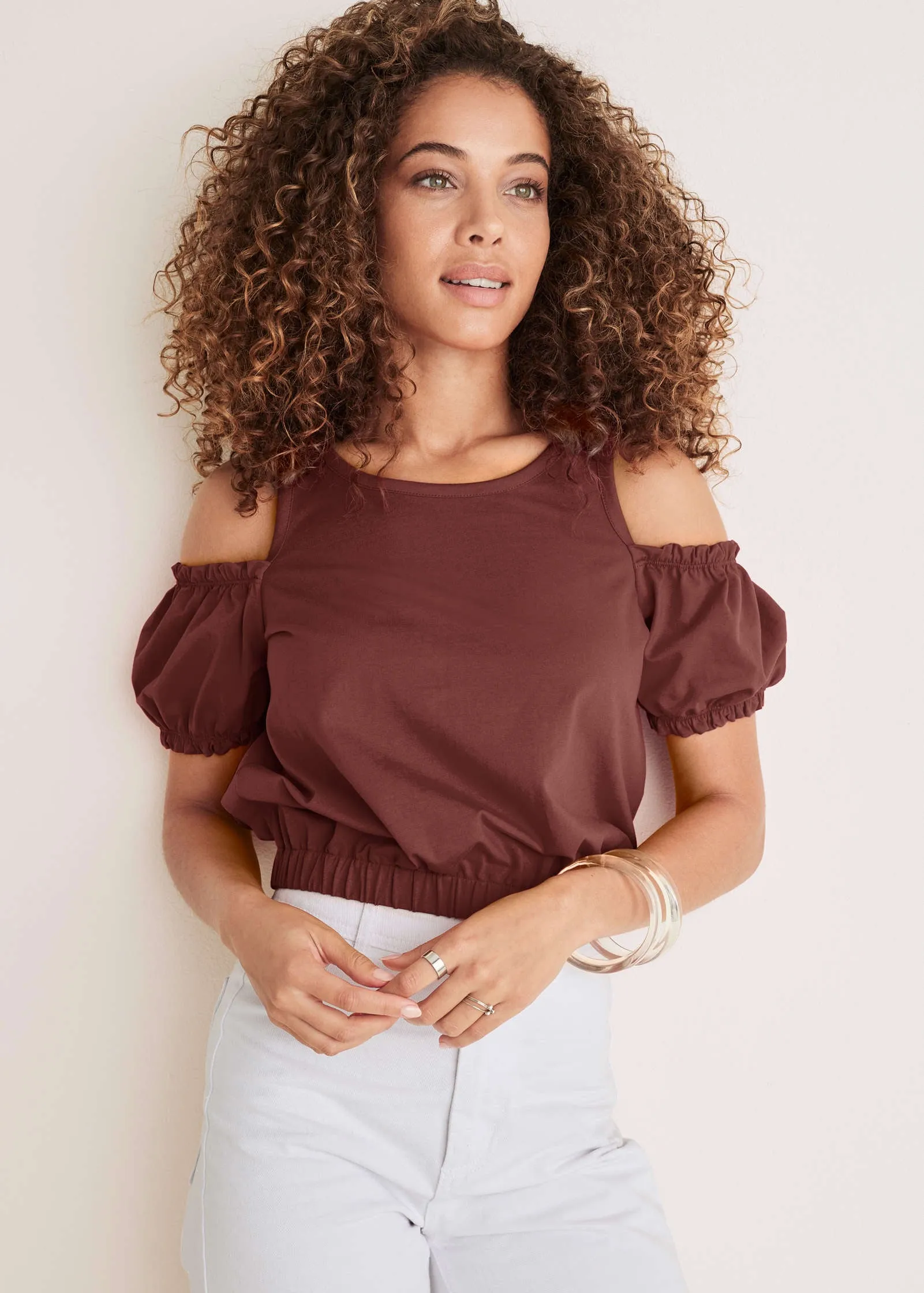 Cold Shoulder Top - Auburn sold by VENUS