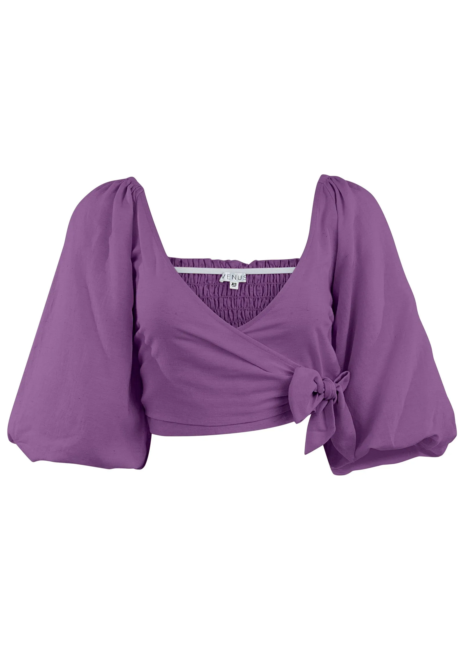 Linen Wrap Top - Purple sold by VENUS product image thumbnail 3