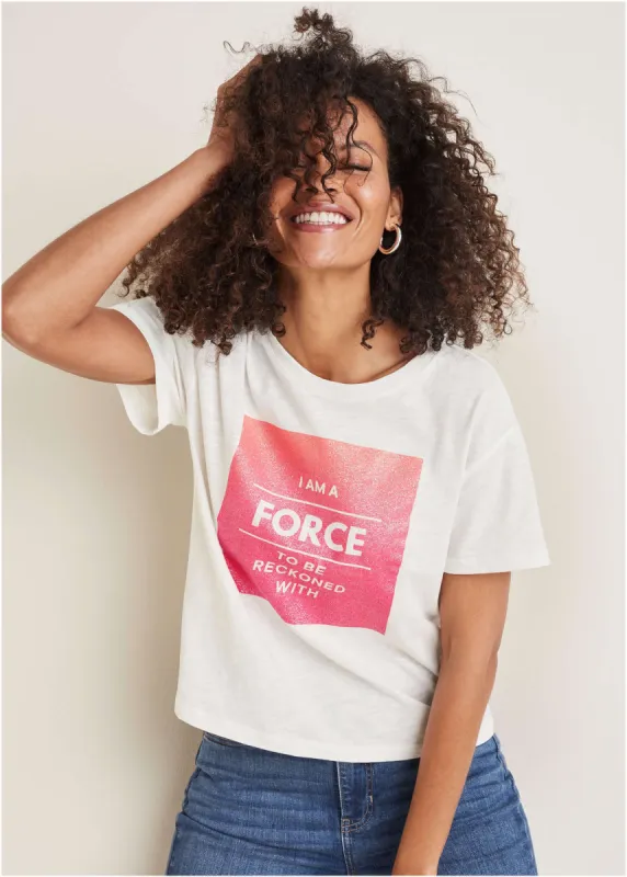 I Am A Force Graphic Tee - Off White sold by VENUS
