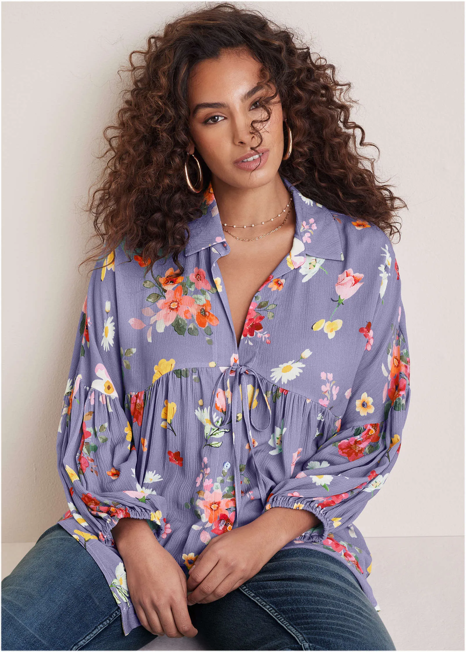 Woven Tunic Top - Blue Multi sold by VENUS product image thumbnail 4