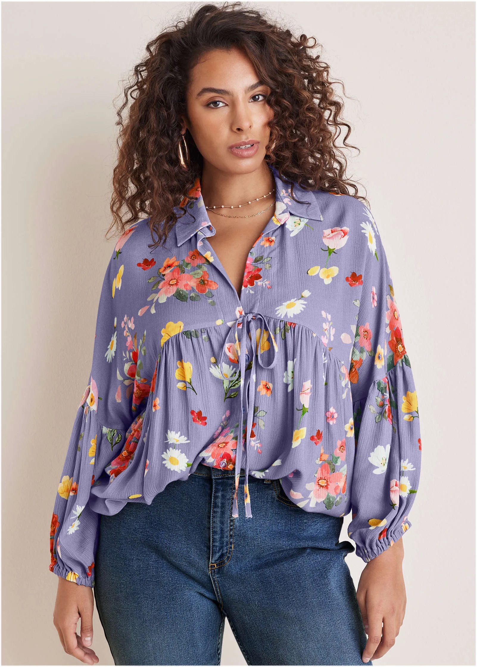 Woven Tunic Top - Blue Multi sold by VENUS