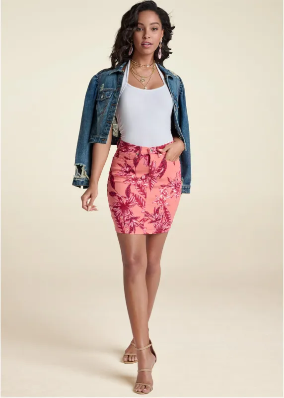 Mini Jean Skirt - Pink Multi sold by VENUS