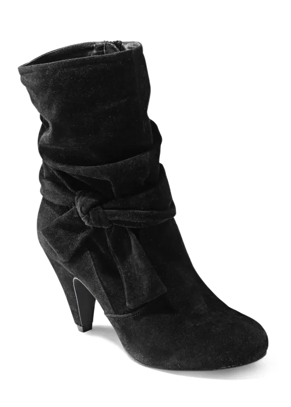 Knotted Slouchy Boots - Black sold by VENUS
