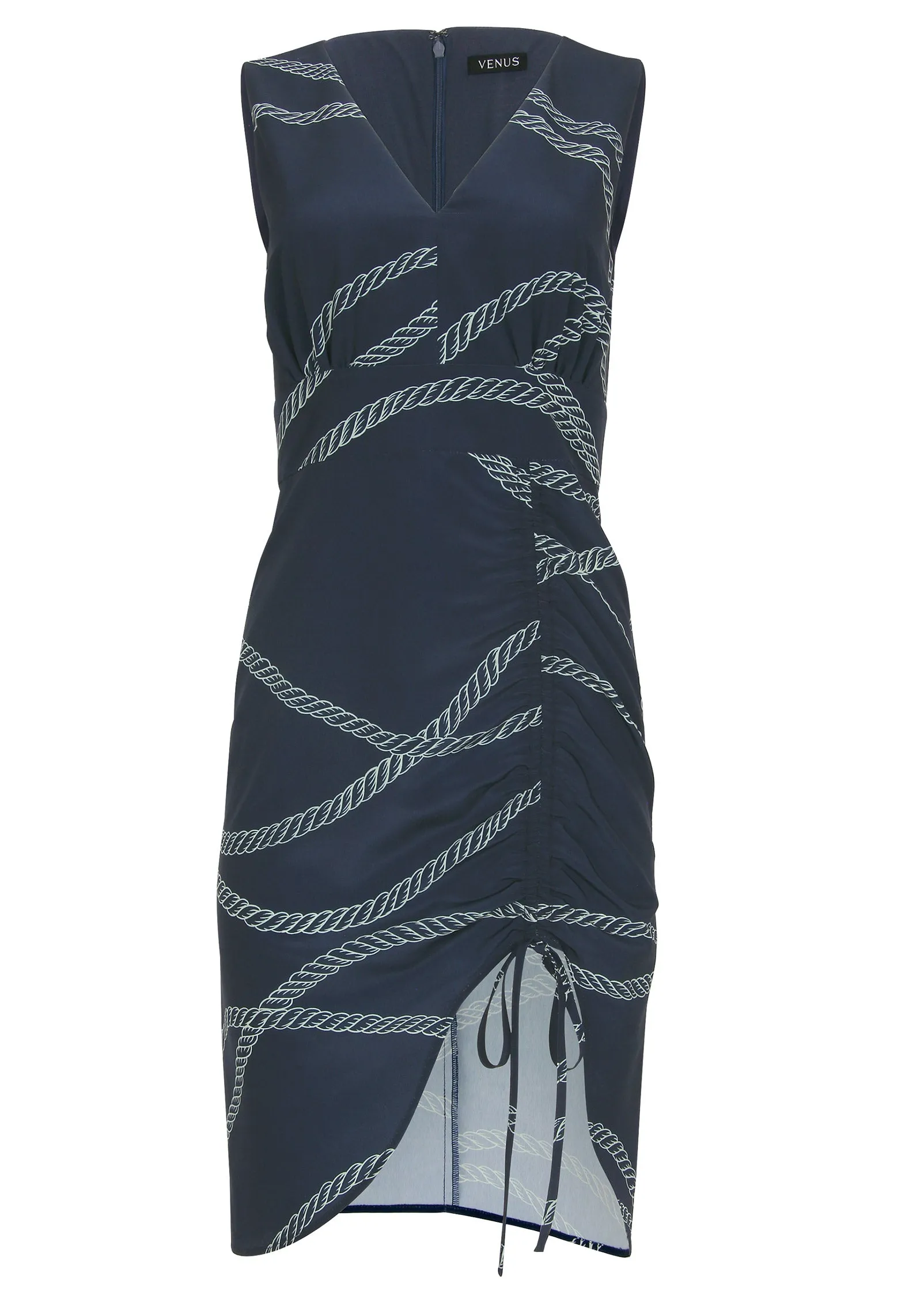 Ruched Side High Low Dress - Yacht Rope Print sold by VENUS product image thumbnail 4