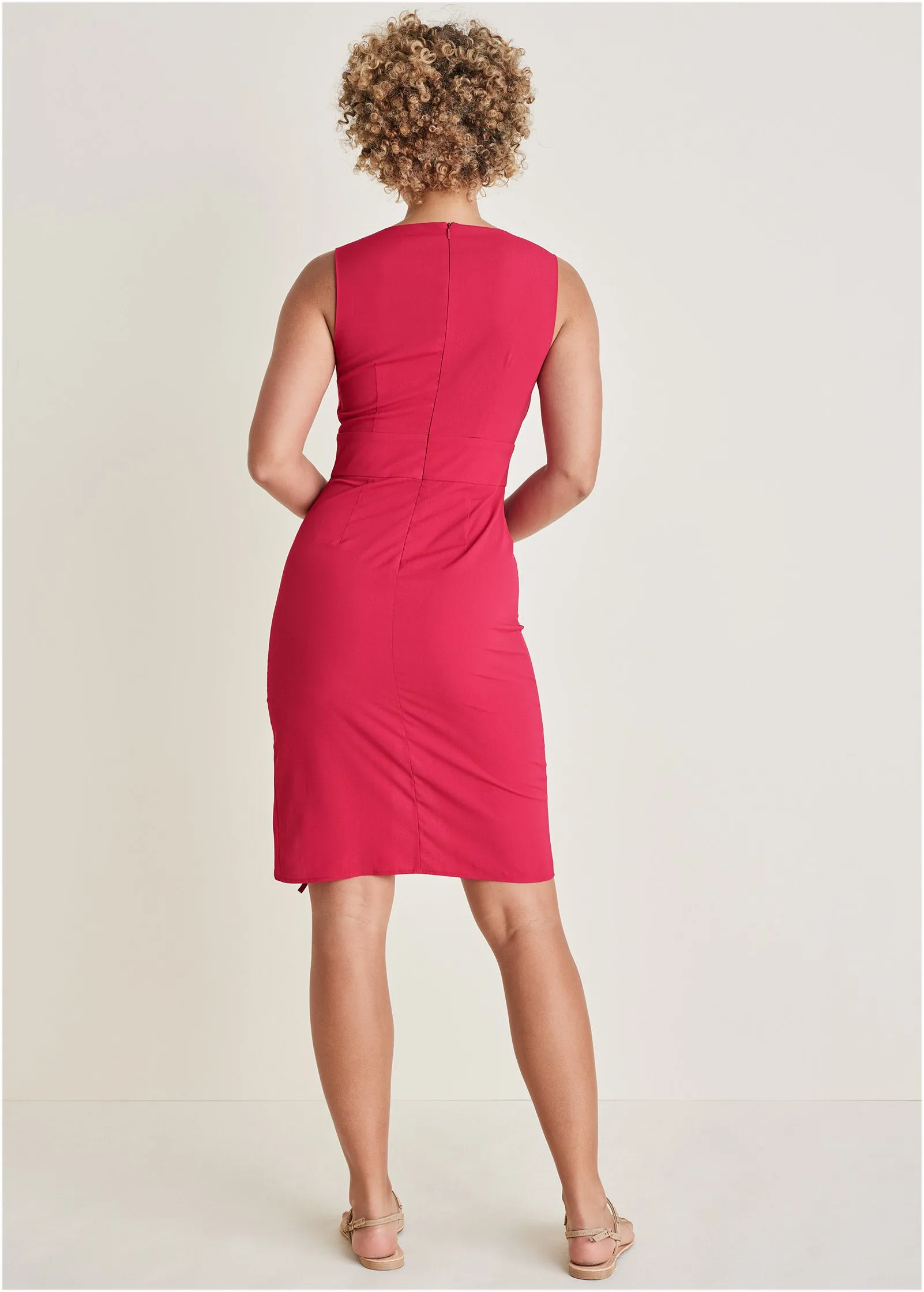 Ruched Side High Low Dress - Red sold by VENUS