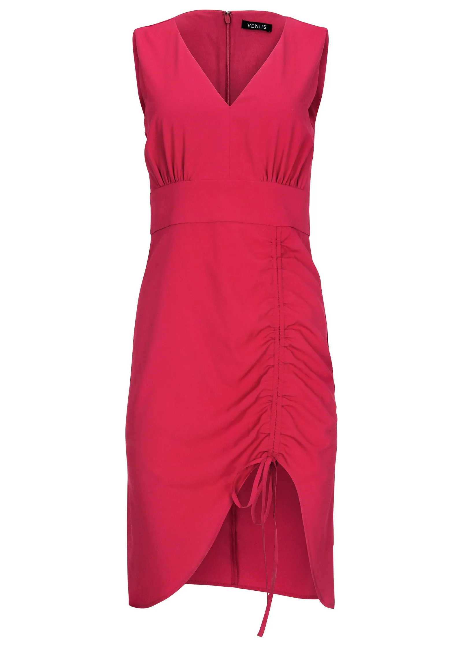 Ruched Side High Low Dress - Red sold by VENUS product image thumbnail 2