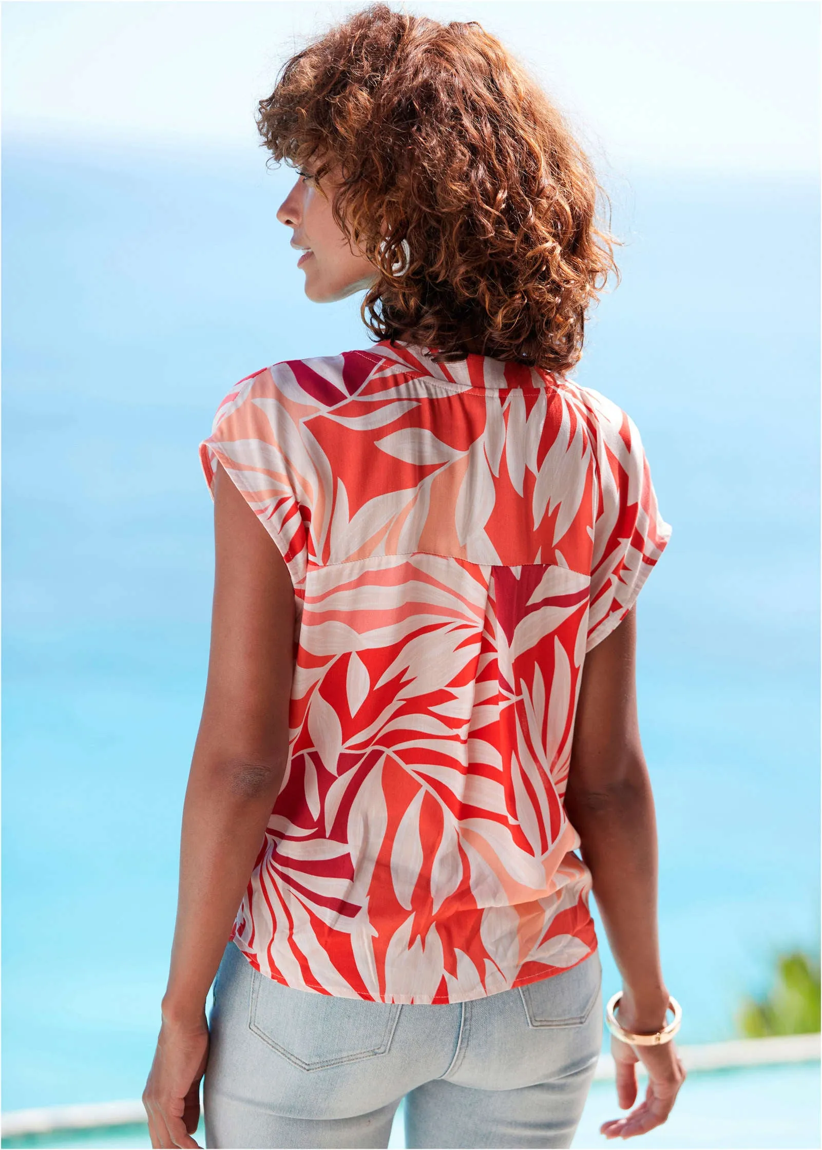 Printed Short Sleeve Top - Red Multi sold by VENUS product image thumbnail 2