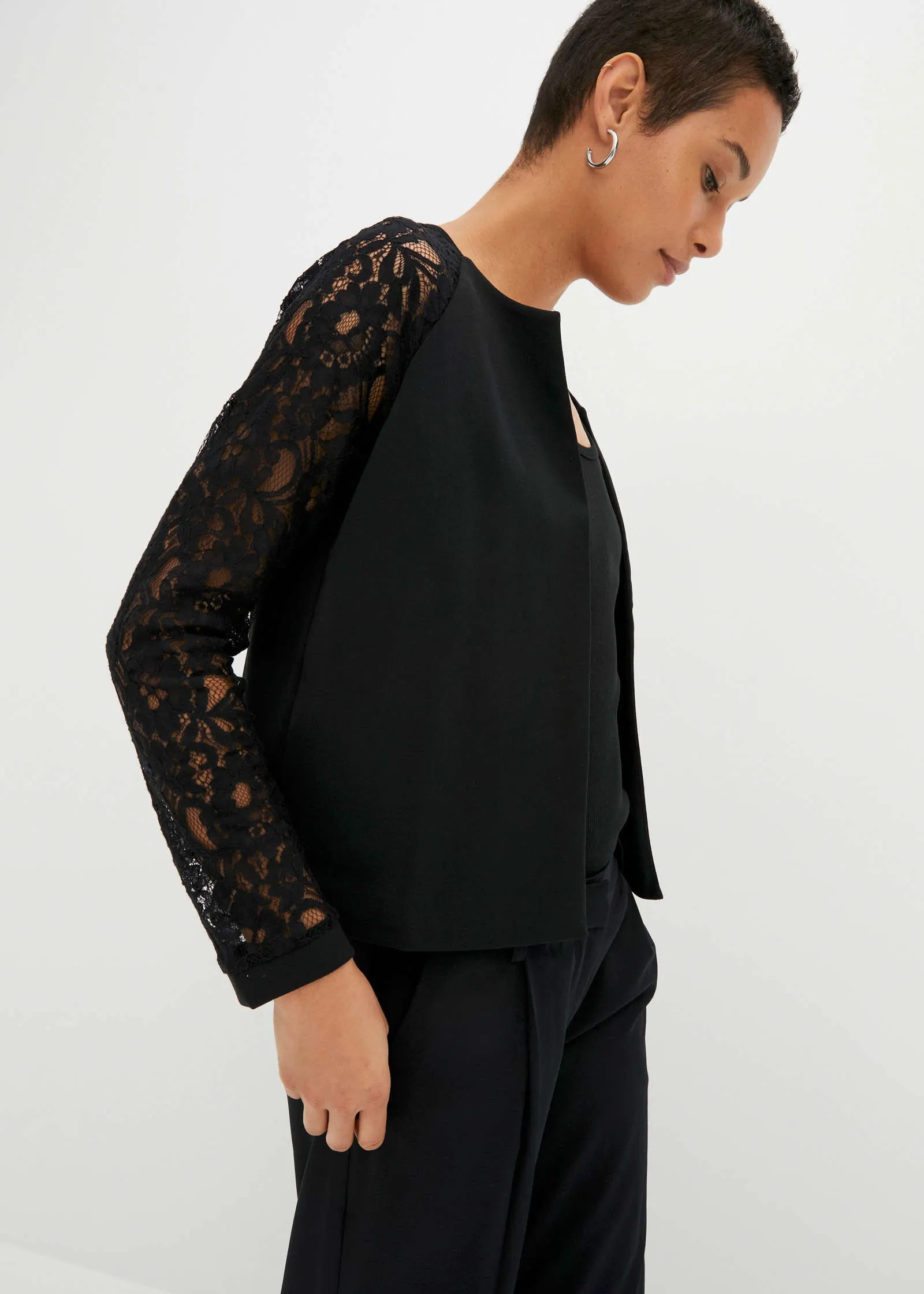 Lace Sleeve Blazer - Black sold by VENUS product image thumbnail 3
