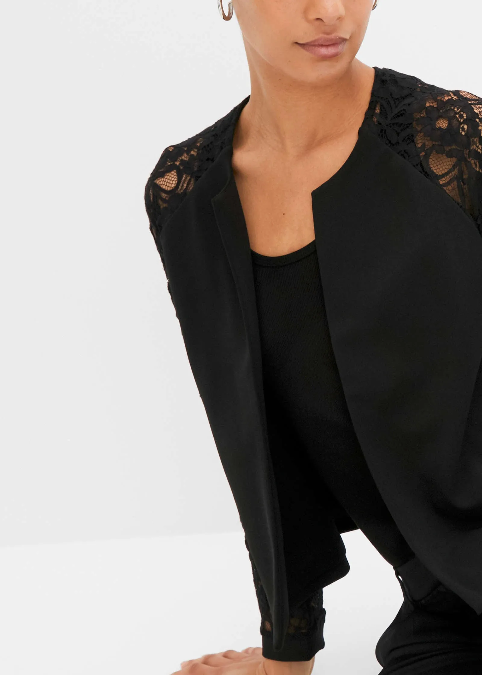Lace Sleeve Blazer - Black sold by VENUS product image thumbnail 4