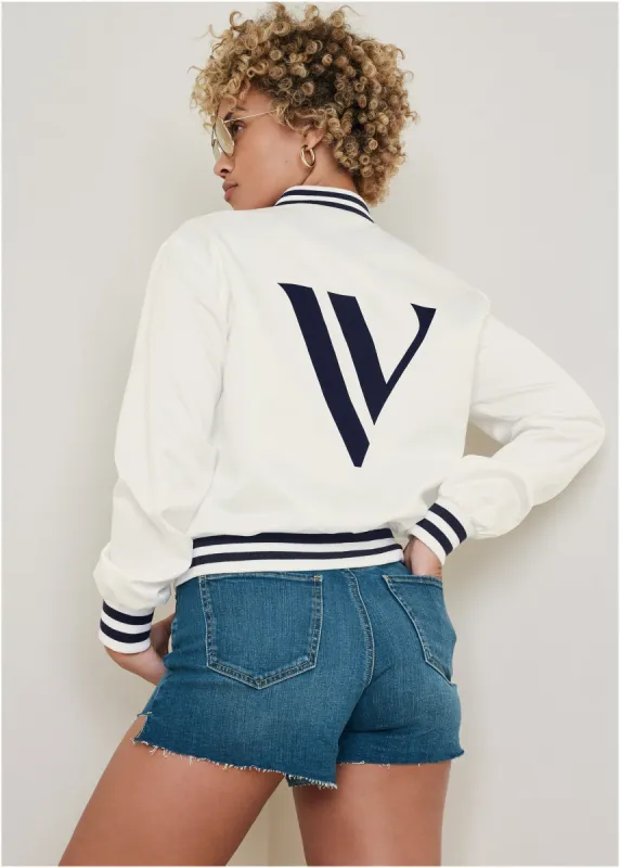 V Matte Satin Bomber - Off White sold by VENUS
