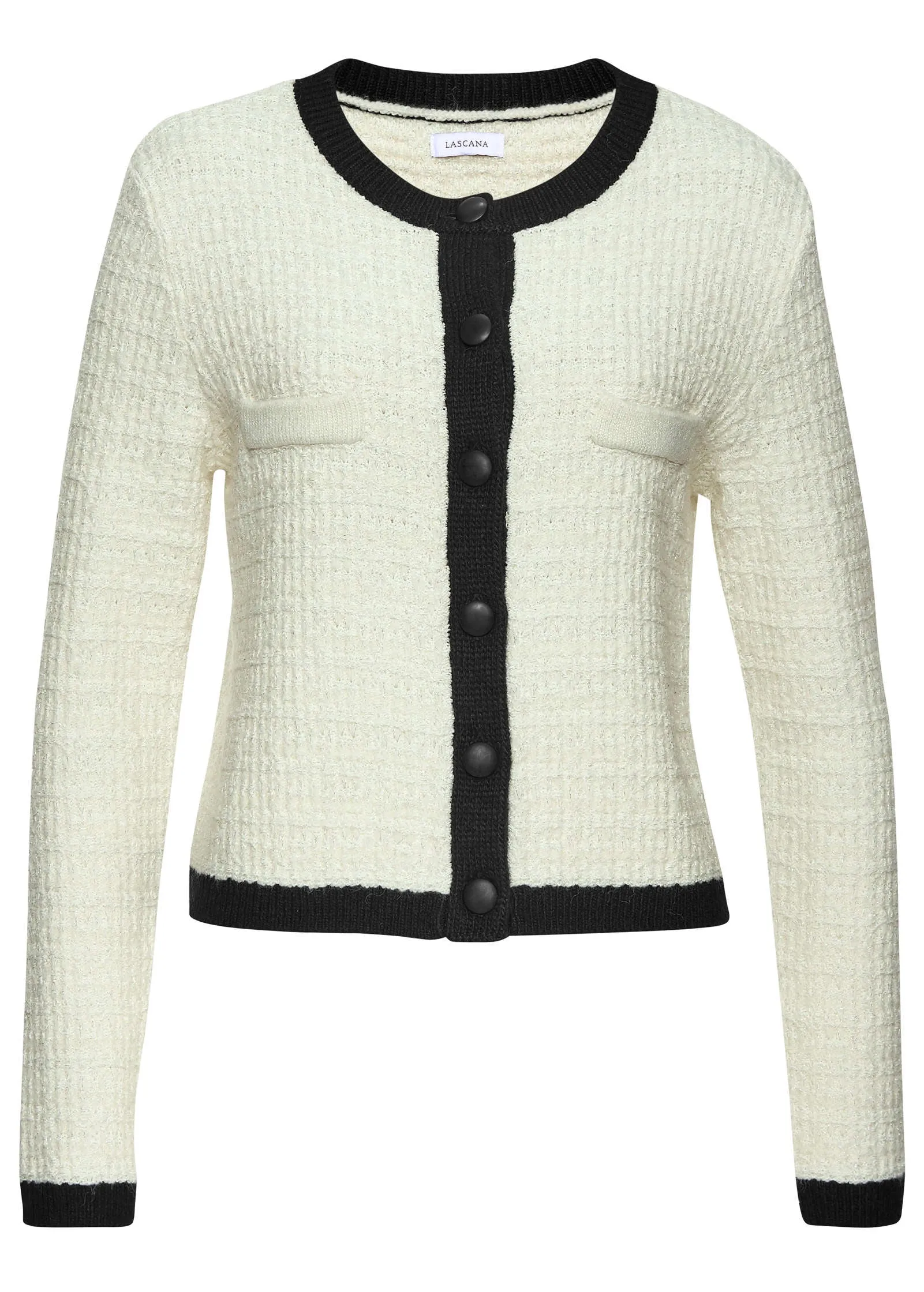 Collarless Tweed Blazer - Cream & Black sold by VENUS product image thumbnail 2