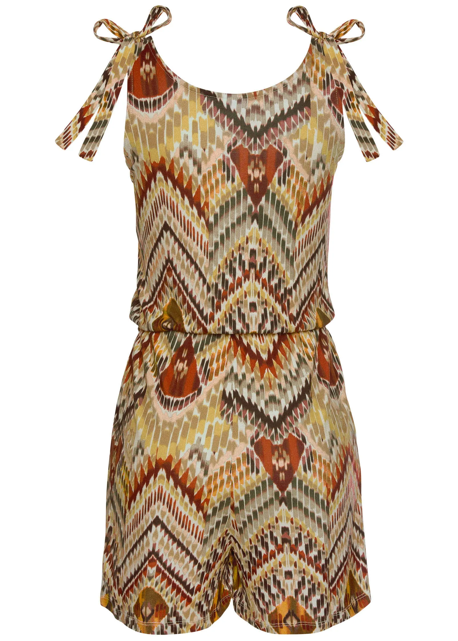 Tie Shoulder Romper - Brown Multi sold by VENUS product image thumbnail 4