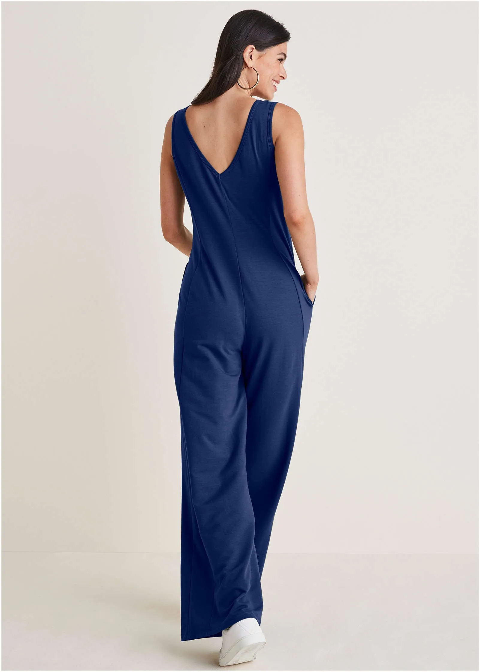 Relaxed V-Neck Jumpsuit - Dark Blue sold by VENUS product image thumbnail 2