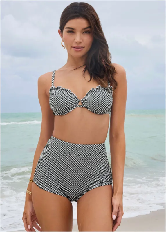 Gingham Retro Swim Short - Black & White sold by VENUS