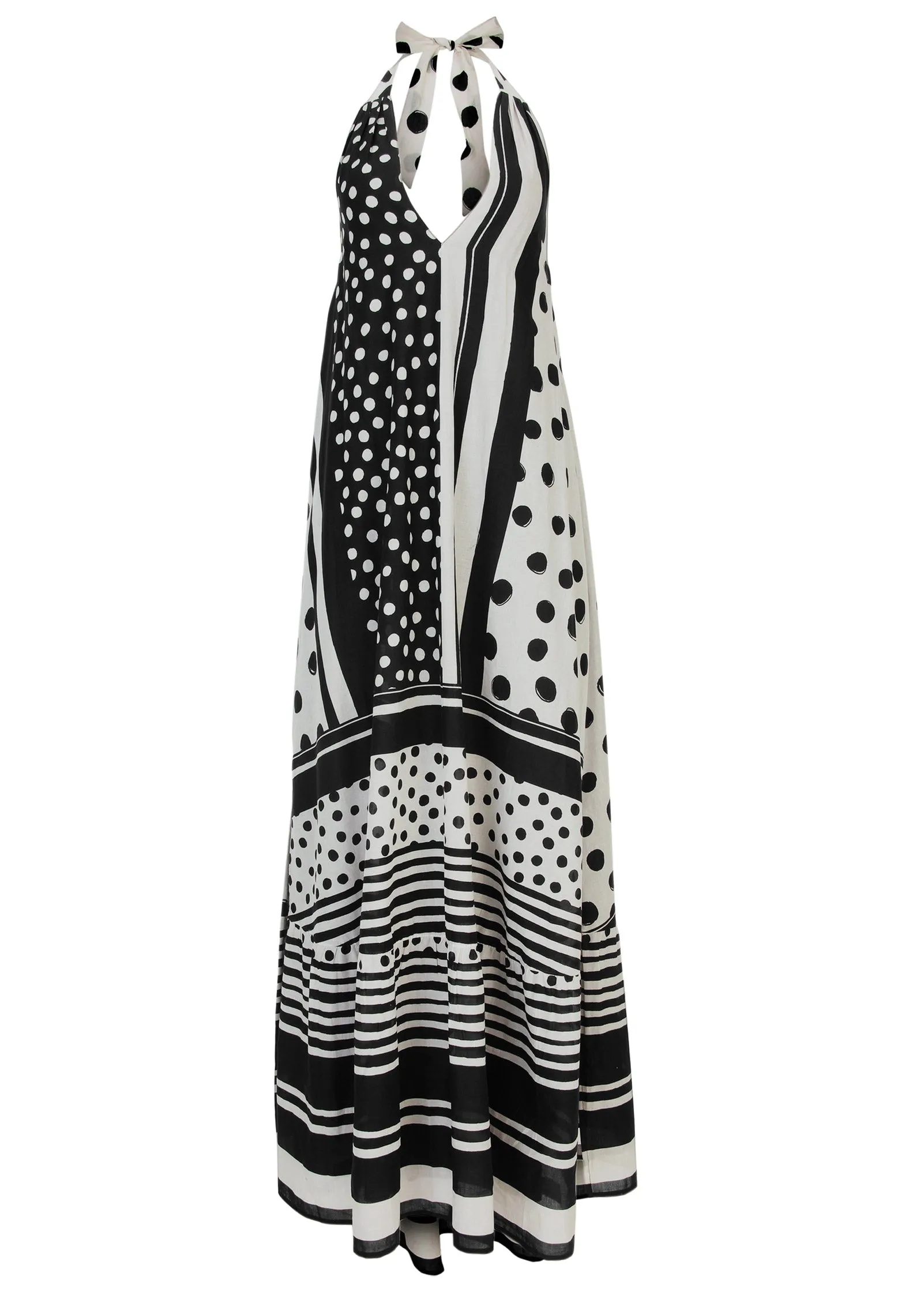 Deep V Halter Maxi Dress - Modern Dot Stripe sold by VENUS product image thumbnail 5