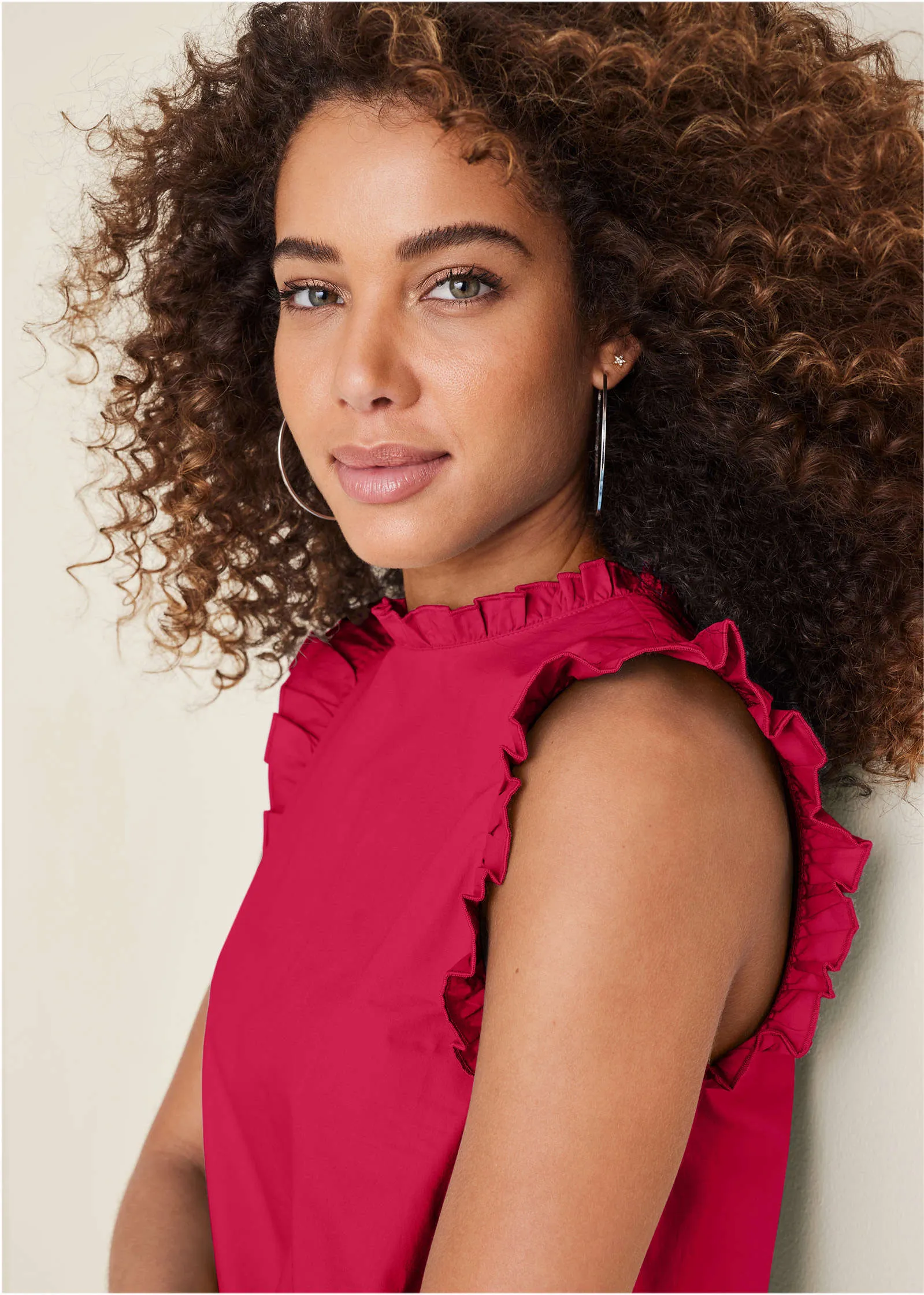 Ruffle Trim Mini Dress - Dark Pink sold by VENUS product image thumbnail 5