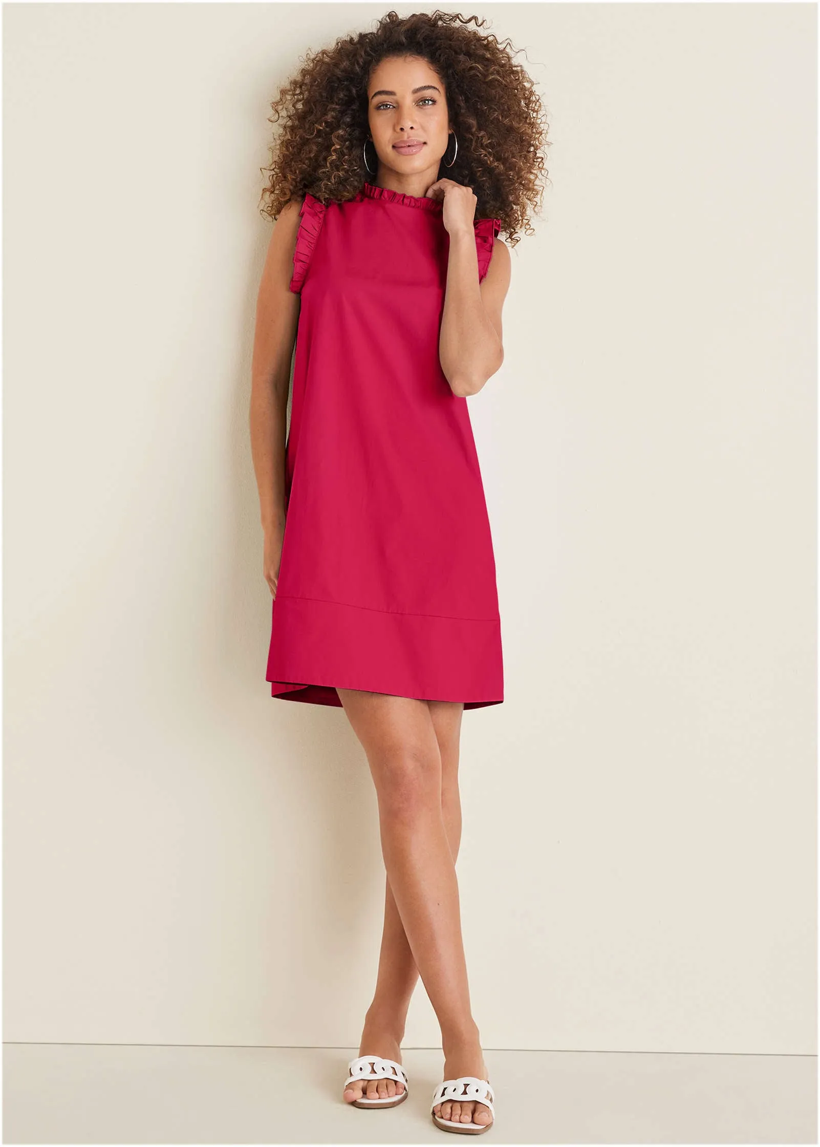 Ruffle Trim Mini Dress - Dark Pink sold by VENUS product image thumbnail 4