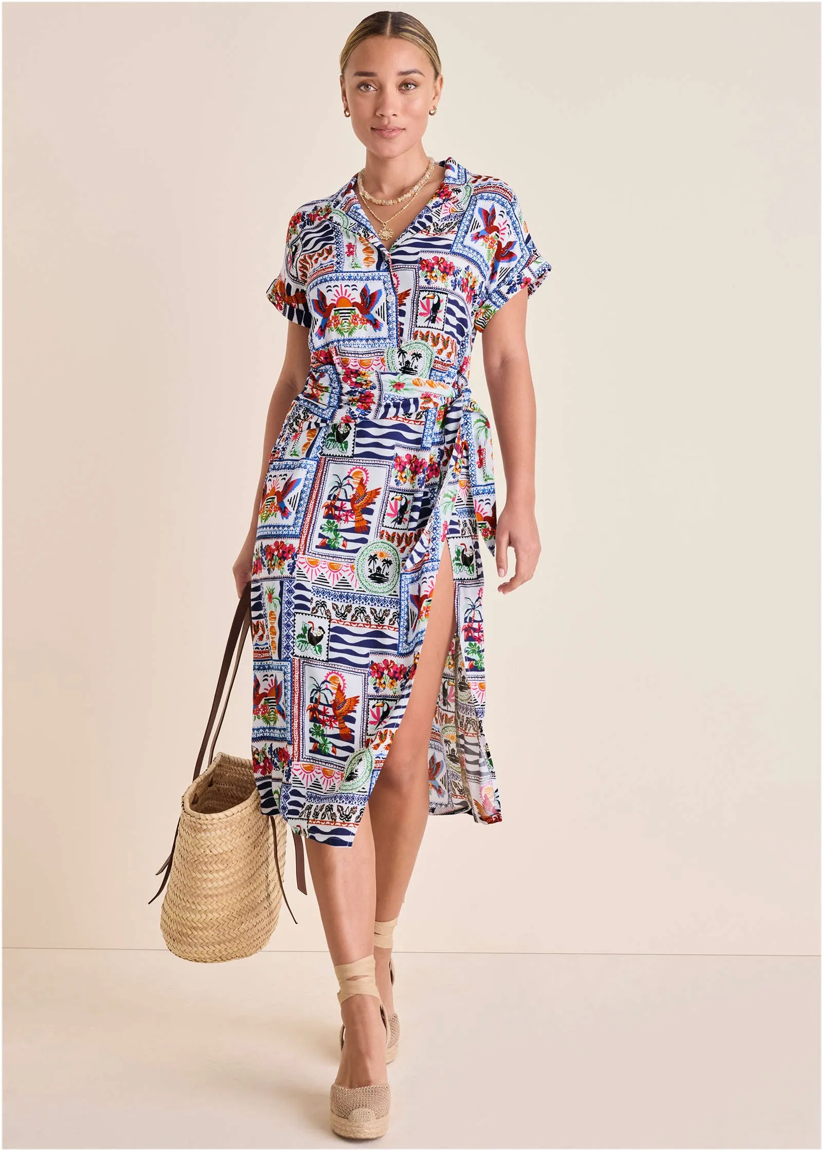 Side Tie Midi Dress - Postcard Vacay sold by VENUS
