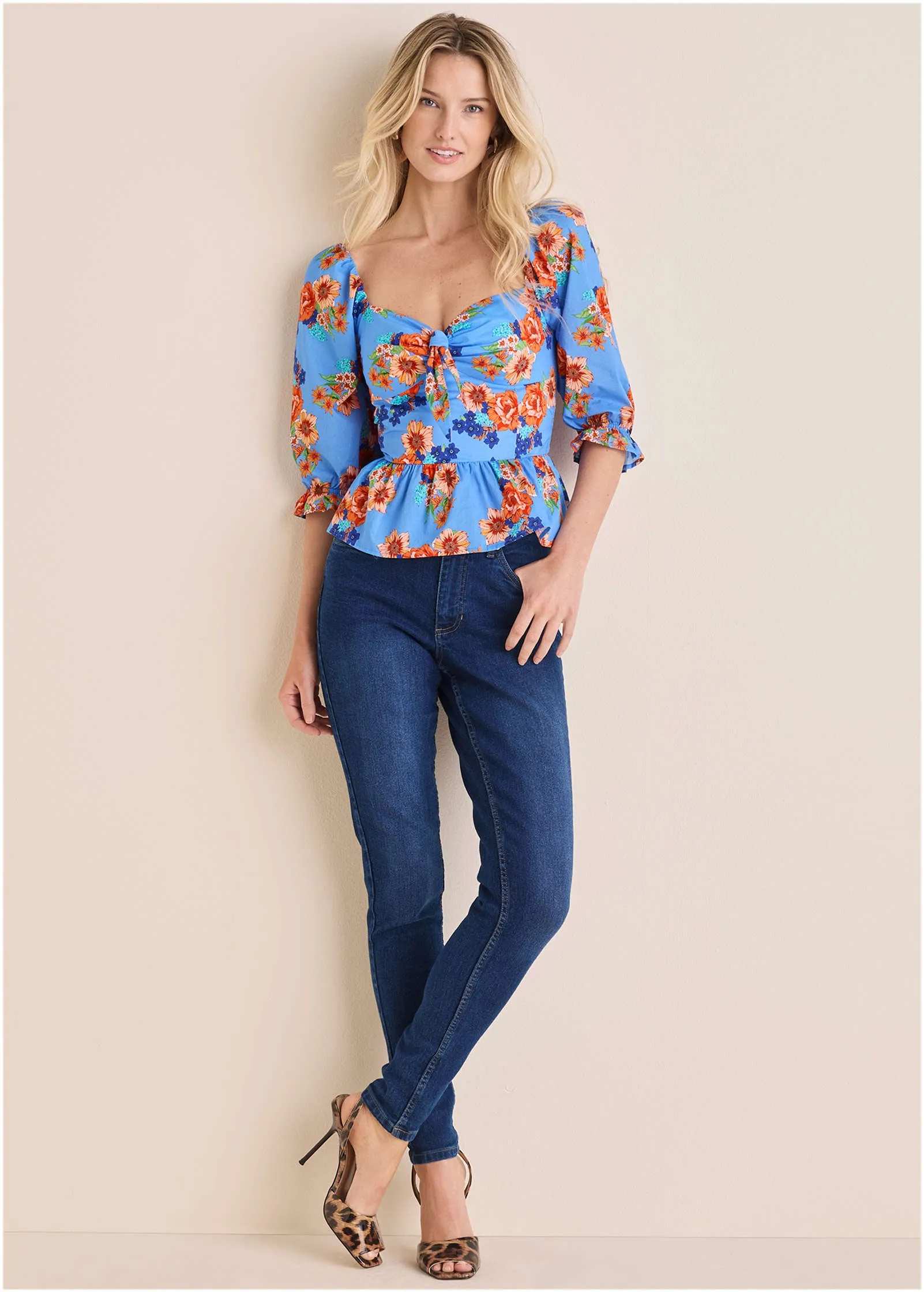 Smocked Sweetheart Top - Voyage Bouquet Border Floral sold by VENUS product image thumbnail 4