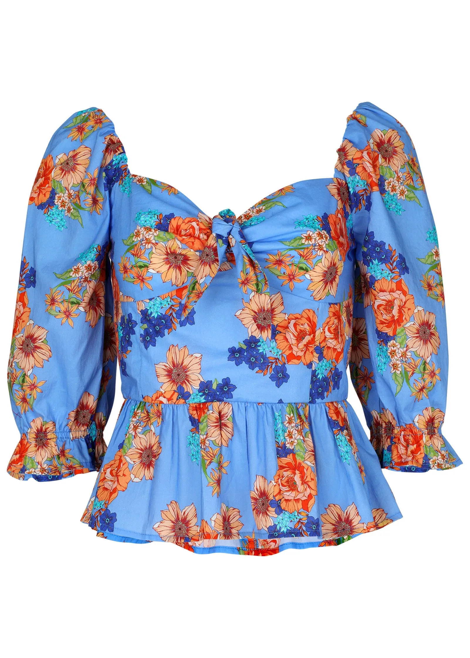 Smocked Sweetheart Top - Voyage Bouquet Border Floral sold by VENUS product image thumbnail 3